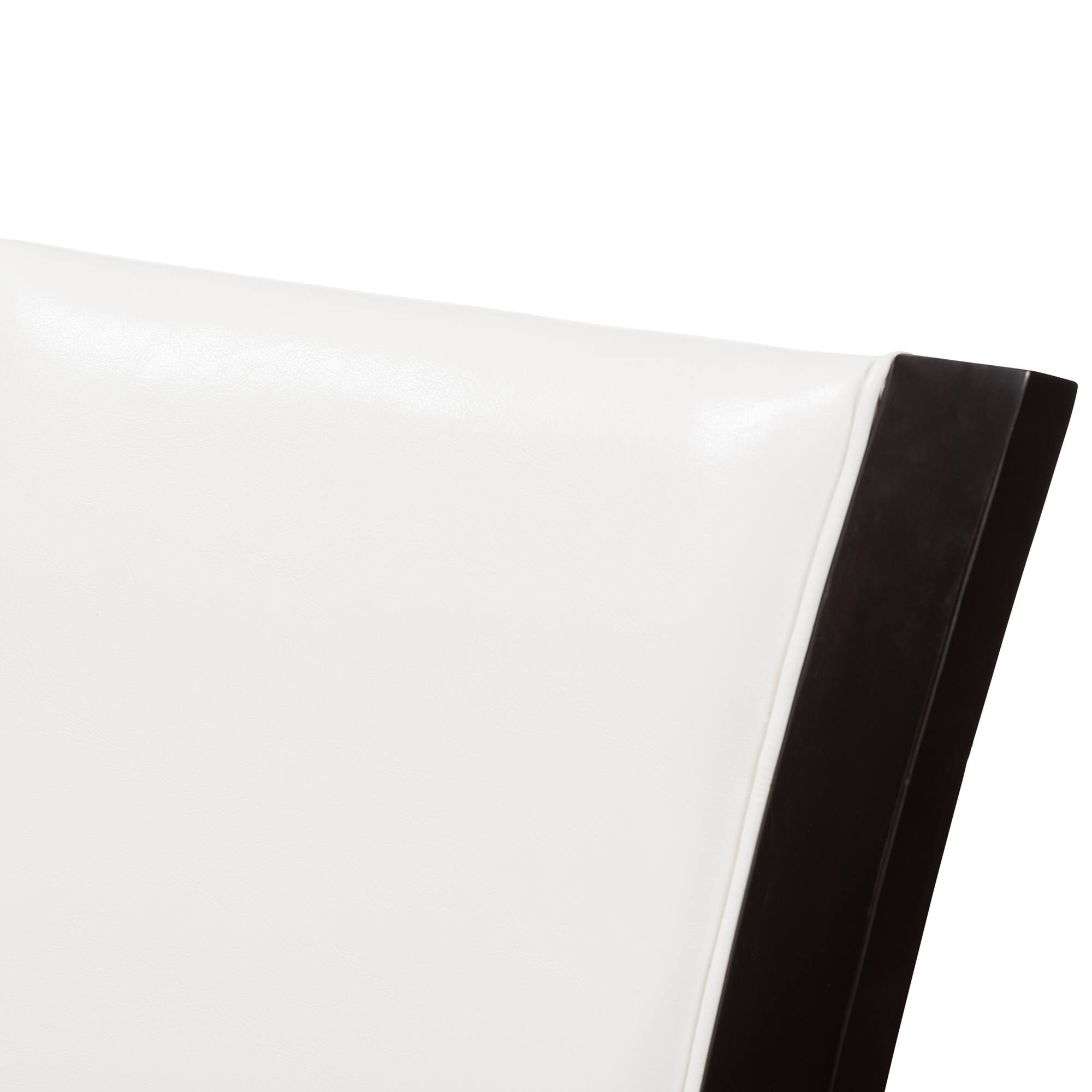 Back. Baxton Studio - Set of 2 Adley Modern and Contemporary Finished Faux Leather Dining Chairs - White/Dark Brown.