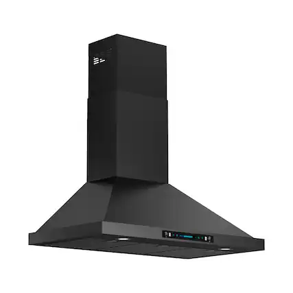Front. ZJKLA - ZJKLA - 36 inches - Externally Vented - Wall Mount Range Hood - Stainless Steel - Black Stainless Steel.