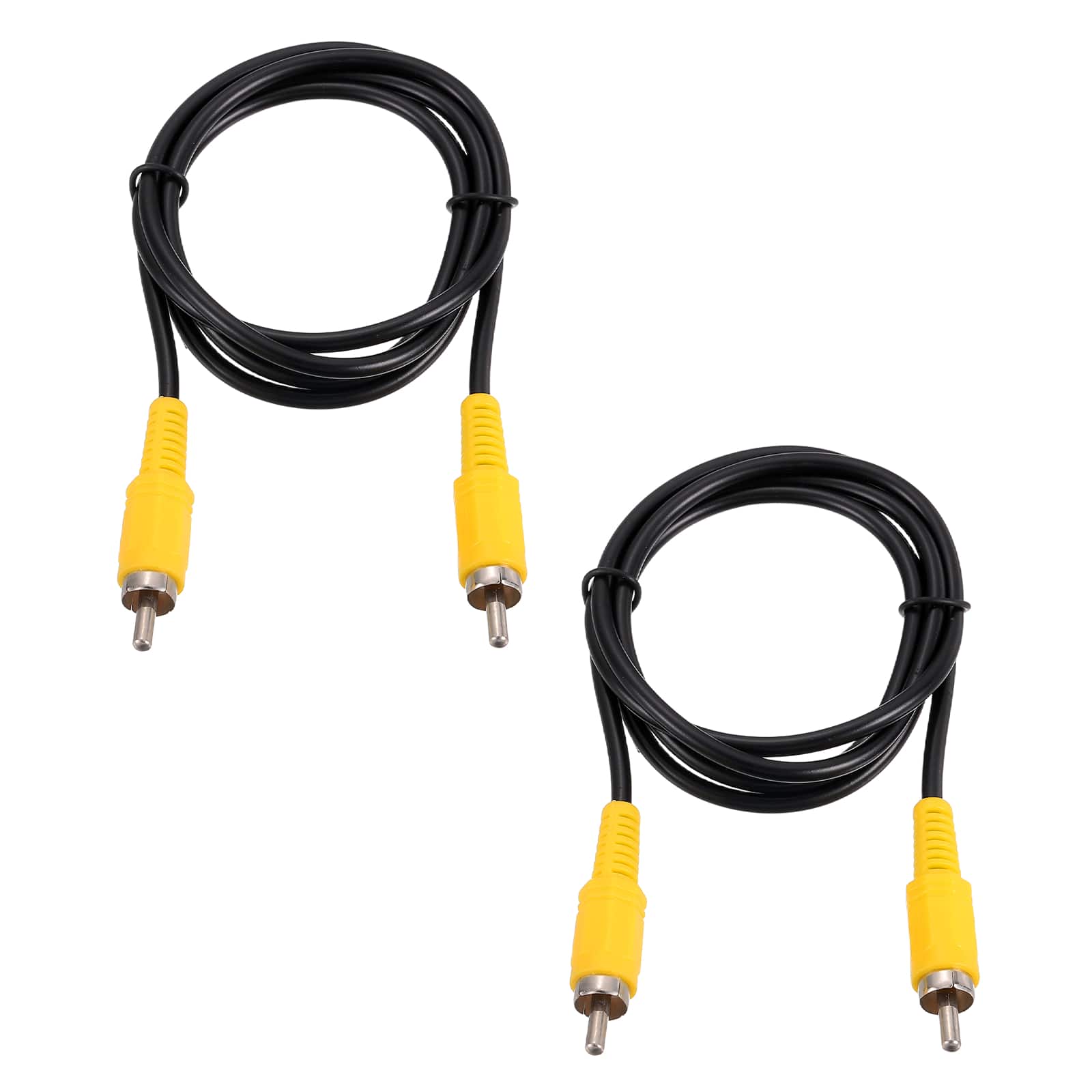 Unique Bargains - 2pcs 3.3ft RCA Audio Subwoofer Cable 1 RCA Male to Male Coaxial for Subwoofer Amplifier - Black
