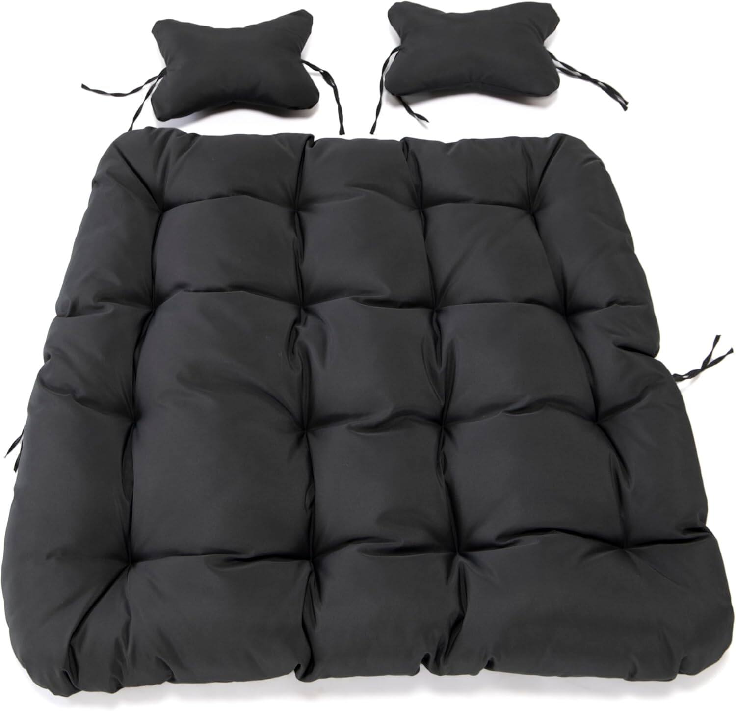 Back. LeisureMod - LeisureMod 2-Person Egg Chair Cushion with Headrest - Folding Double Swing Chair Replacement Pad, Weather-Resistant - Charcoal.