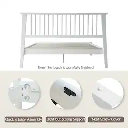 East West Furniture - Queen Wooden Platform Bed Frame - Pure White