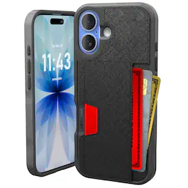 Smartish - iPhone 17 Wallet Case - Wallet Slayer Vol 2 - Card Holder w/ Card Kickstand - Black - Black Tie Affair