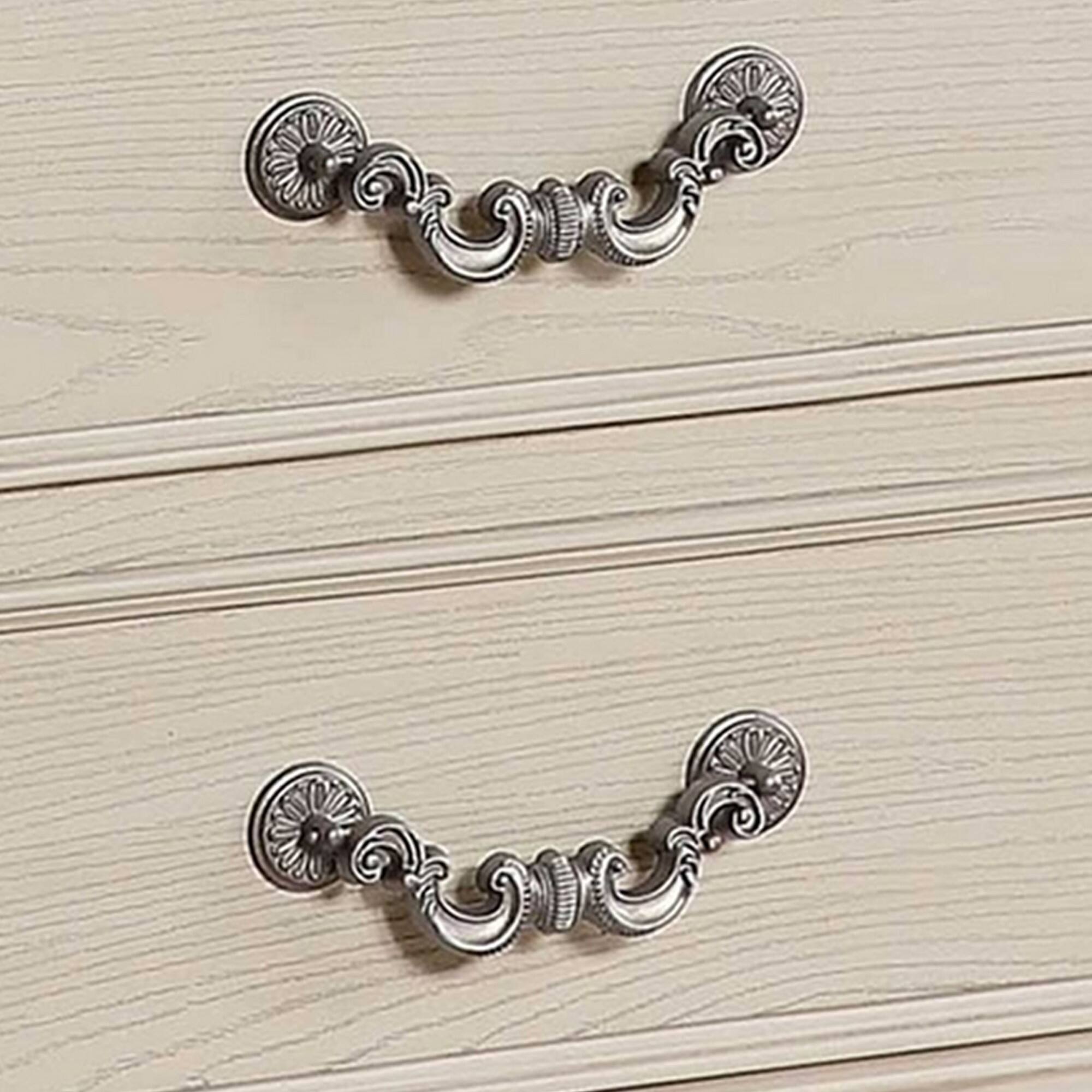 Alt View 3. Manhattan Lane - Akia 28 Inch Traditional 3 Drawer Nightstand, Metal Knobs - White.