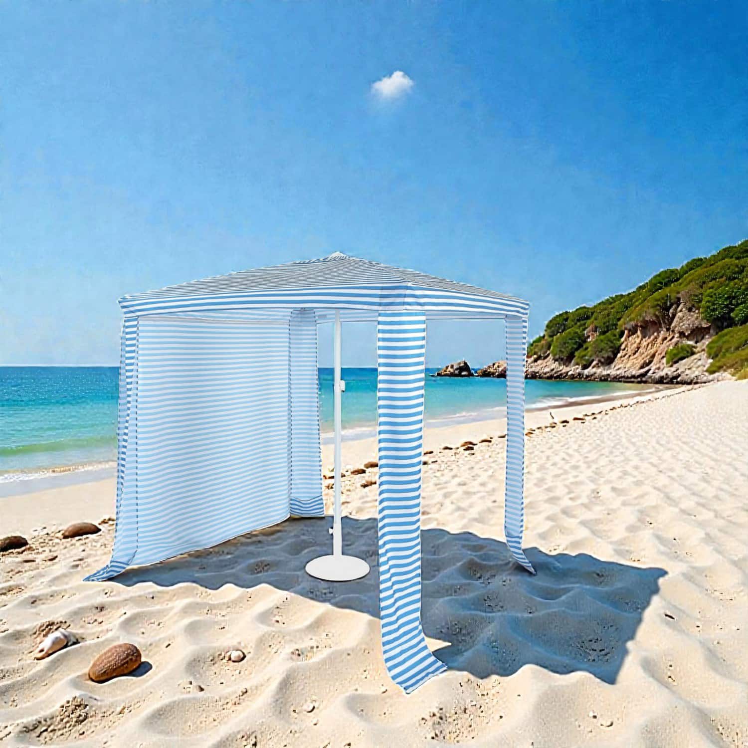 Hivvago - Lightweight 6.6 x 6.6 Ft Beach Canopy with Quick Fold Design and Storage Bag - Blue