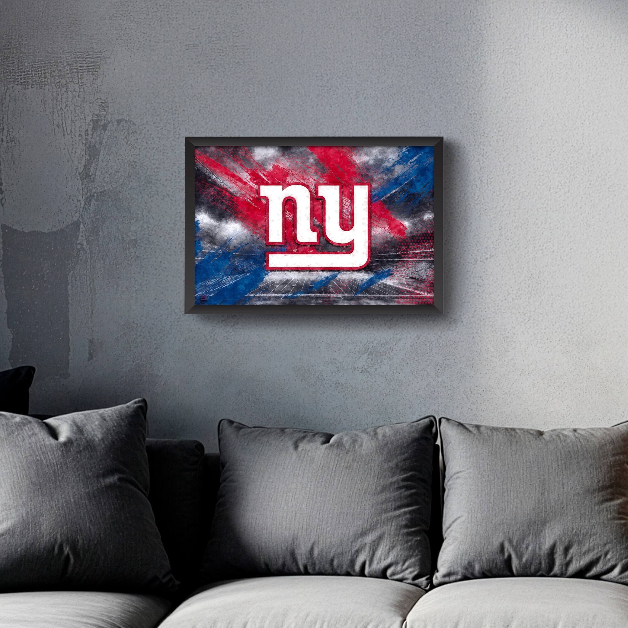Alt View 1. Sporticulture - New York Giants 27" x 39" Brush Stroke Logo Framed Art Print - Multicolor.