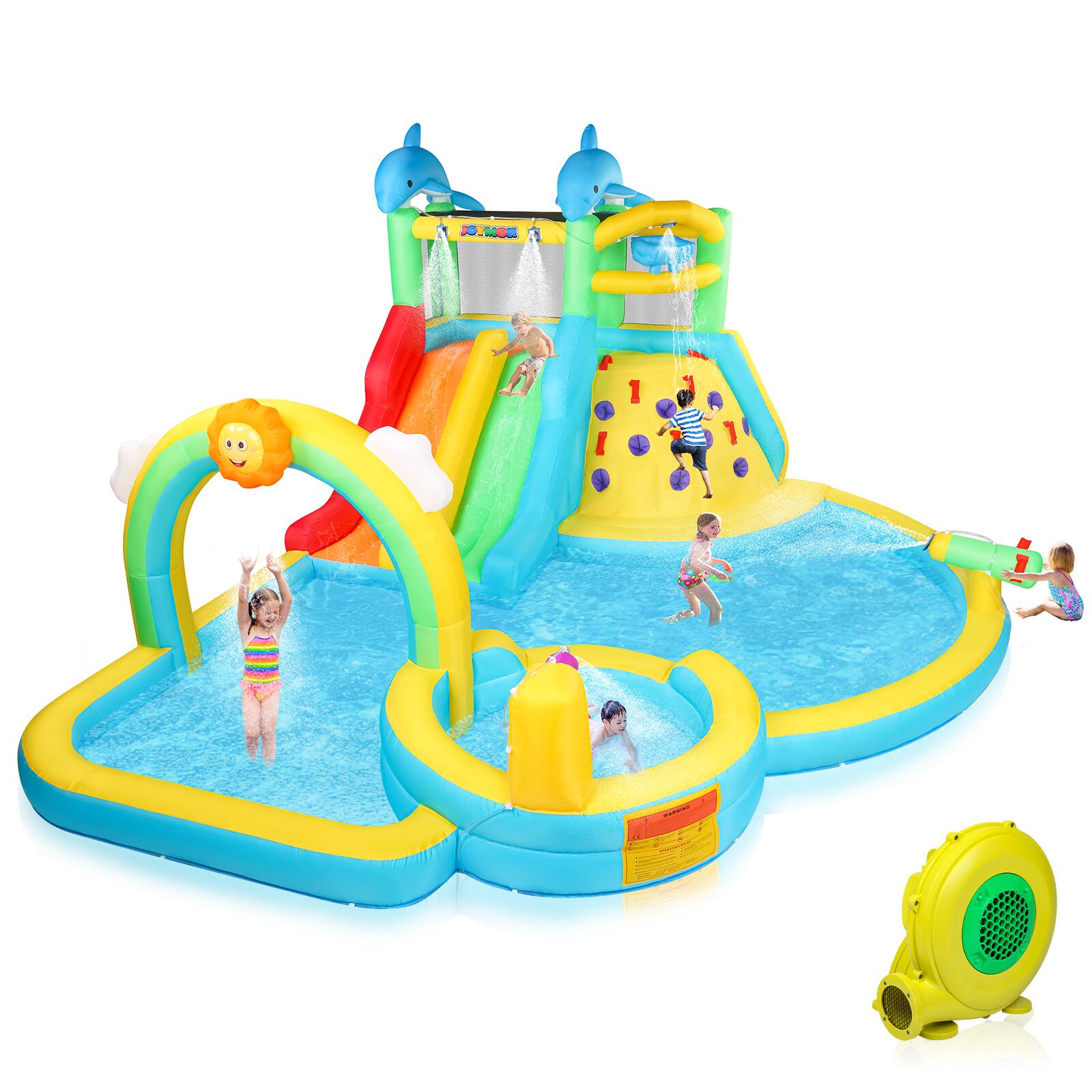Alt View 2. Winado - (2026 New) Inflatable Water Slide Bounce House w/Water Bucket, Climbing Wall, Pool, Rainbow Sprinklers.
