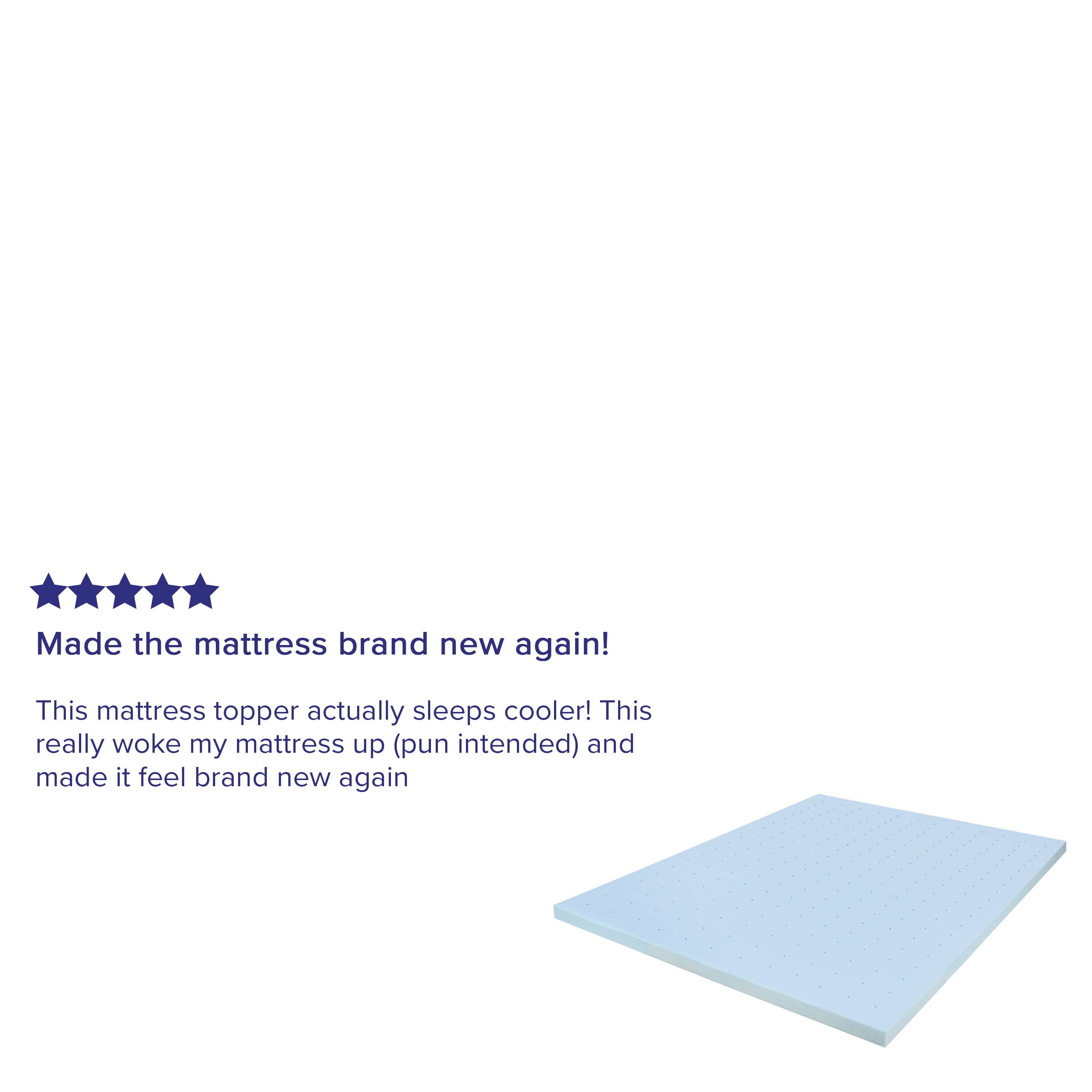 Made the mattress brand new again!  
This mattress topper actually sleeps cooler! This really woke my mattress up (pun intended) and made it feel brand new again