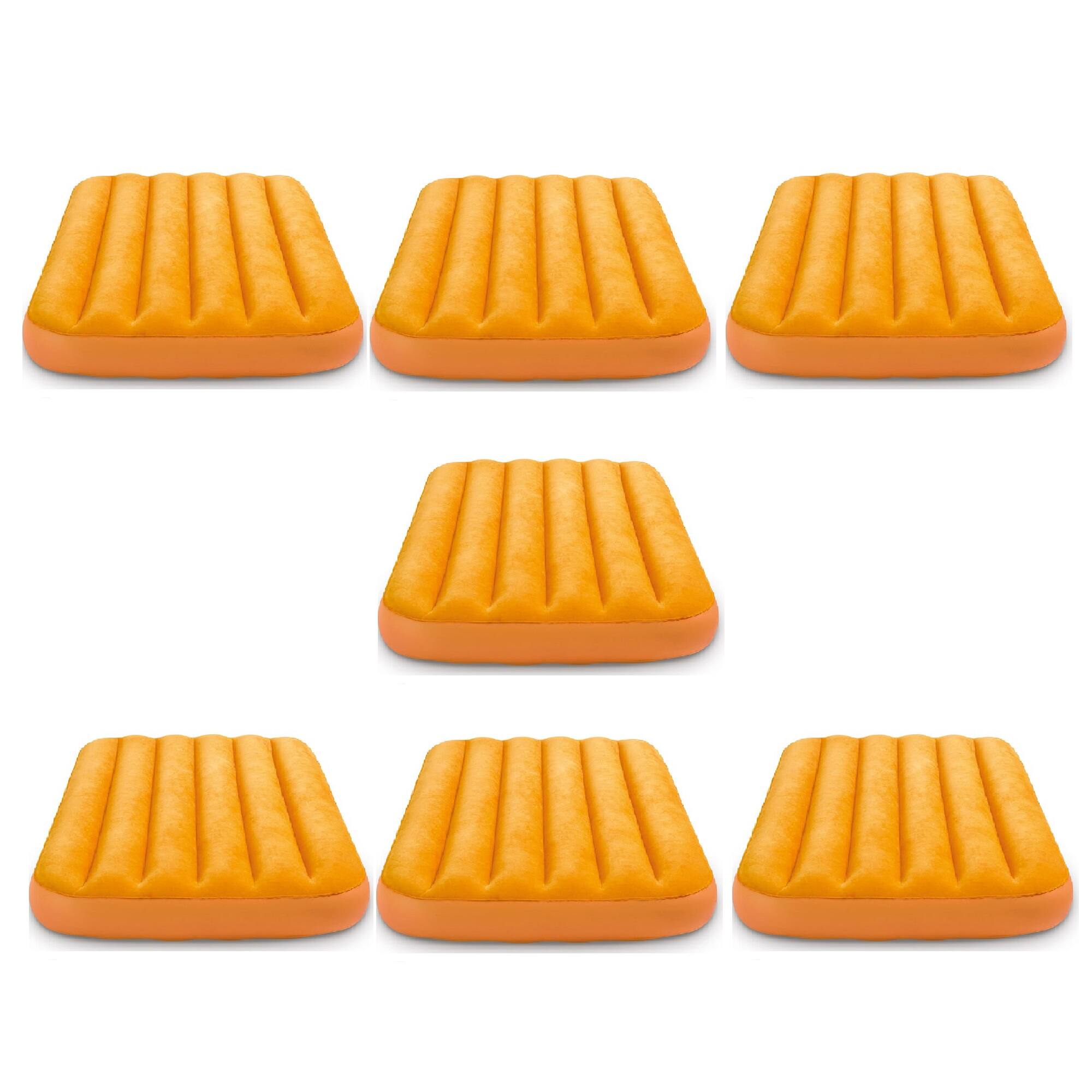 Front. Intex - Intex Cozy Kidz Bright & Fun-Colored Inflatable Air Bed w/ Carry Bag (7 Pack) - Orange, Blue.