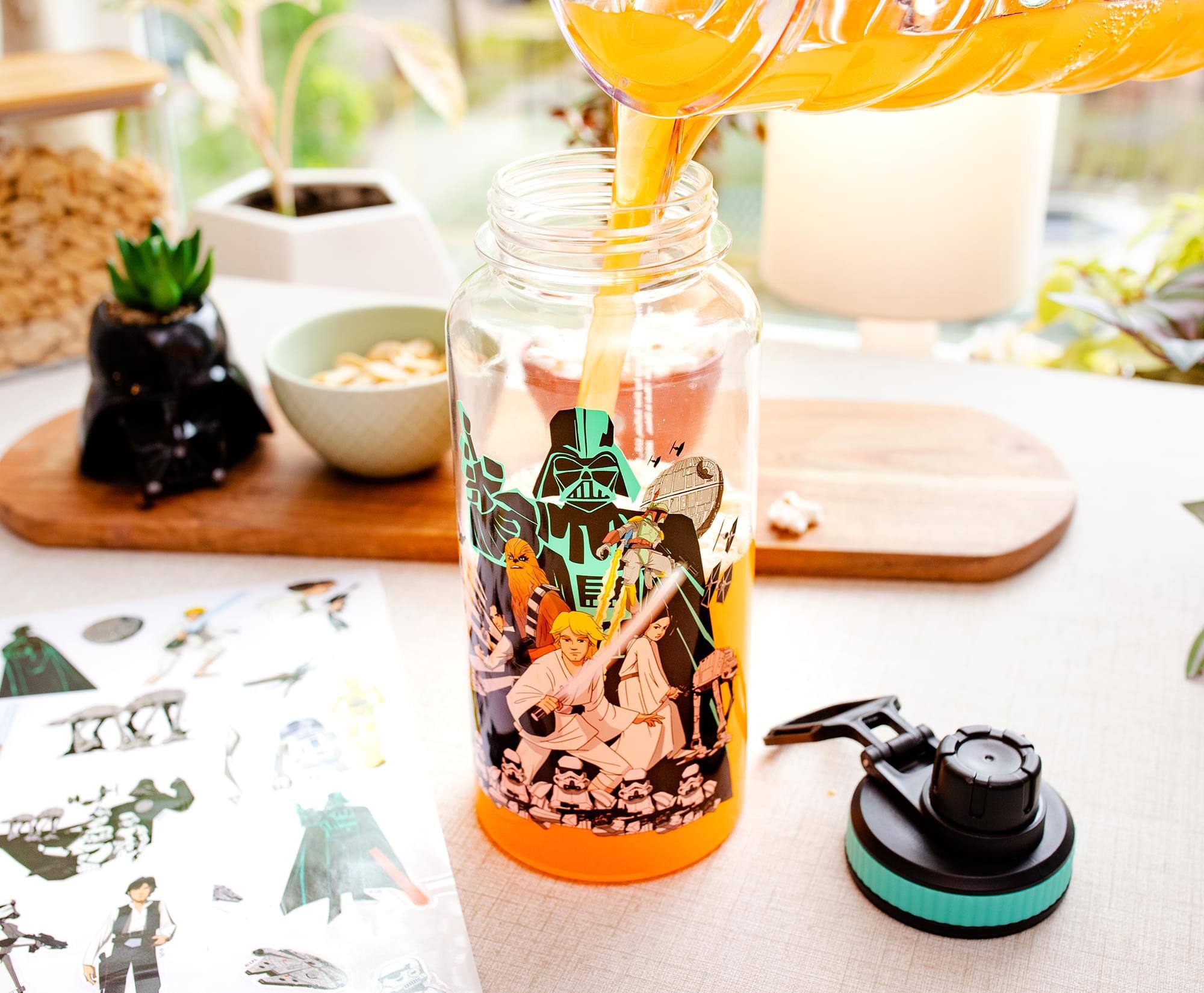 Alt View 4. Silver Buffalo - Star Wars Legacy Group Twist Spout Water Bottle and Sticker Set | Hold 32 Ounces - Black.