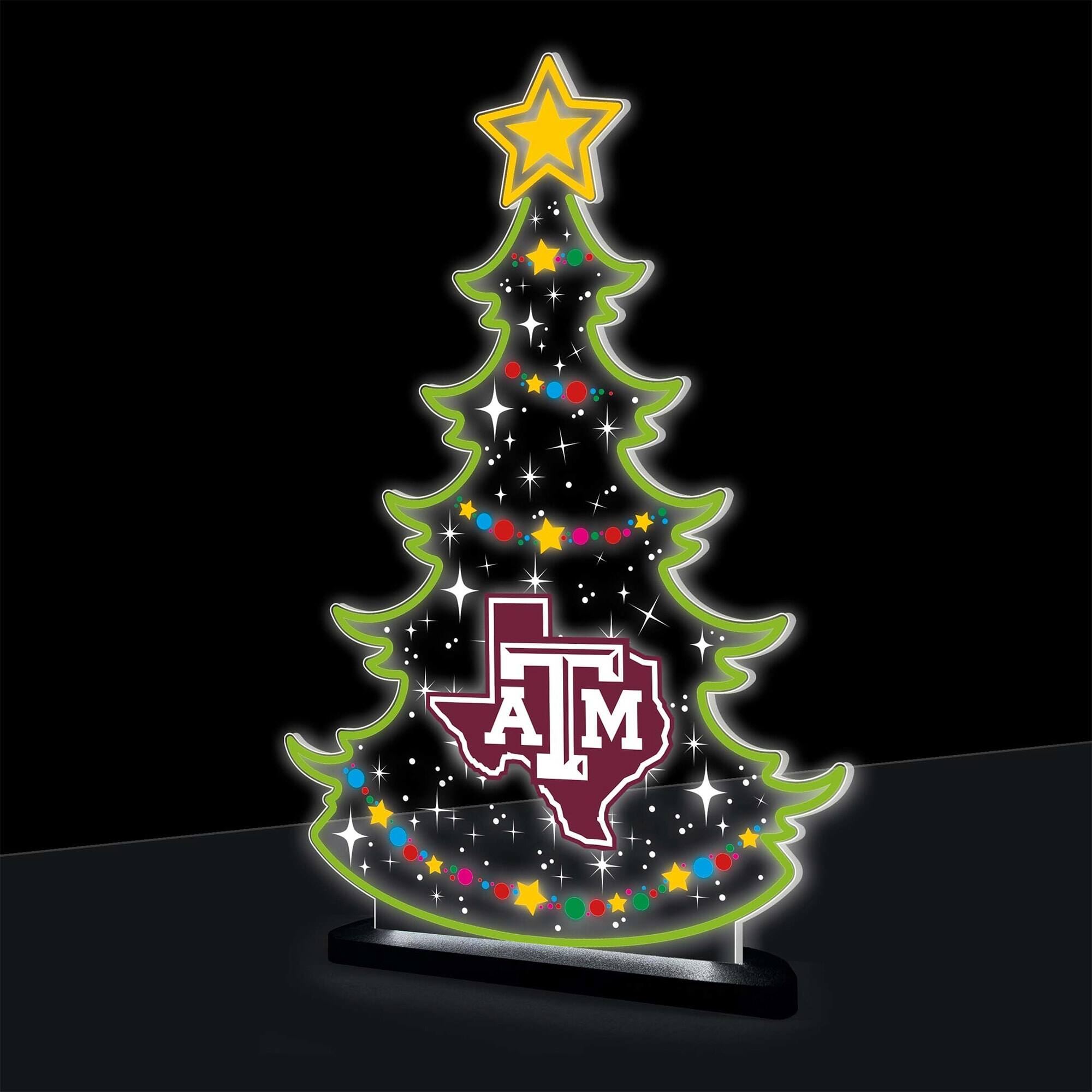 Evergreen Enterprises - Texas A&M Aggies 10" LED Tabletop Christmas Tree Desklite Sign - Green