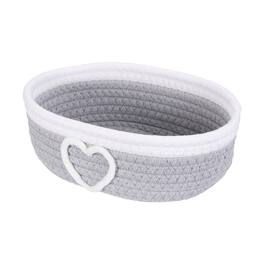 Unique Bargains - Rectangular Rope Basket, 10x5.9x3.1inch Small Woven Basket for Shelf Storage Home Decor Gift Chest - Gray/White