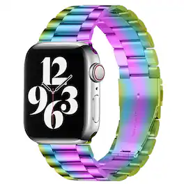 StrapsCo - Flat-Link Everyday Bracelet Stainless Steel Watch Band Strap For Apple Watch - 40mm/41mm/42mm - Colorful