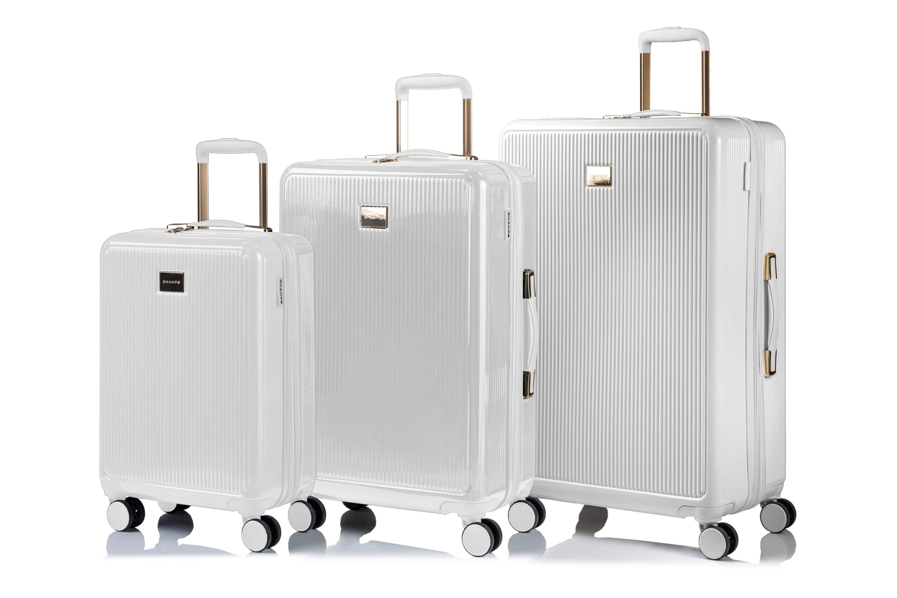 Photos - Luggage Champs  Luxe 3-Piece Hardside  Set - White S1038-White 
