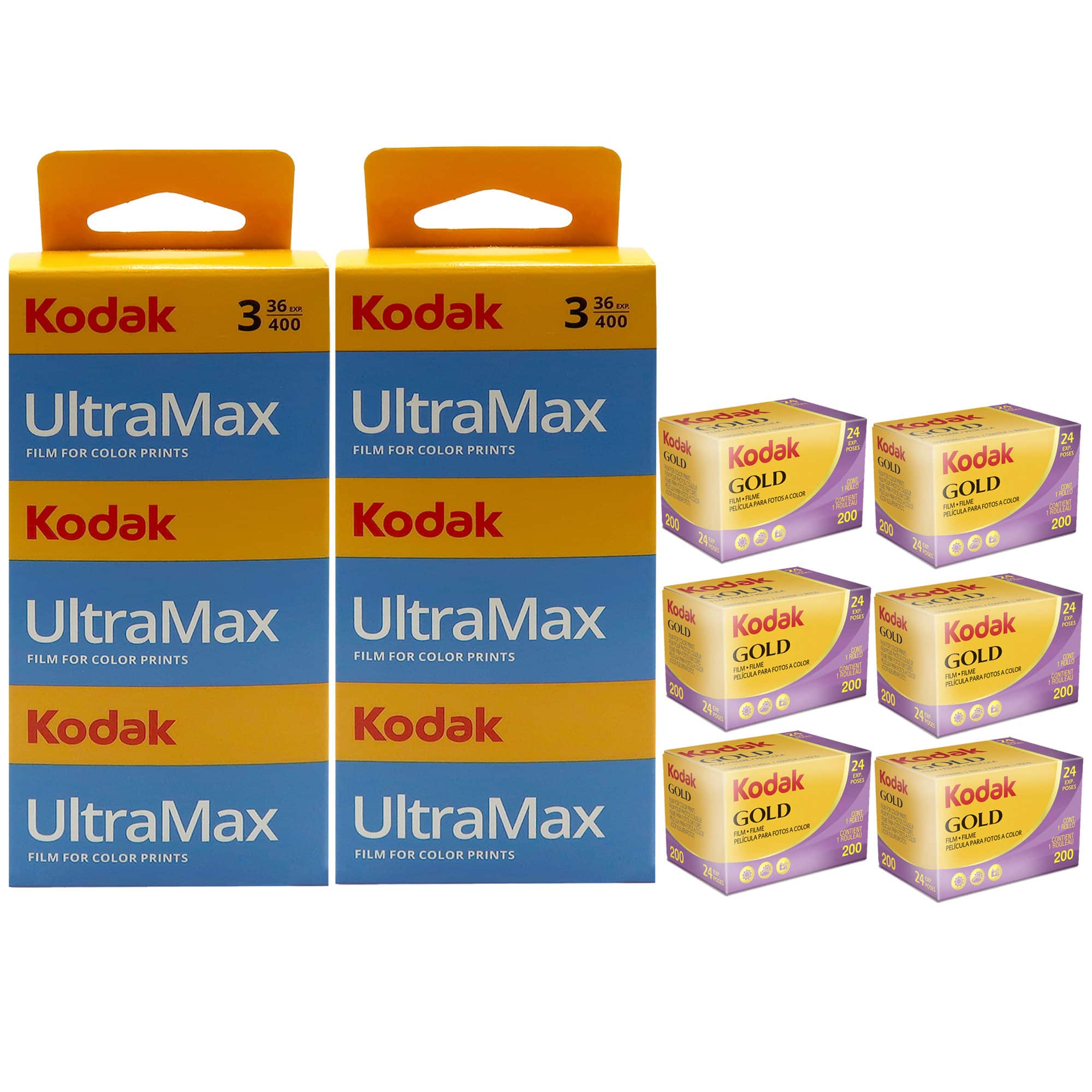 Kodak - UltraMax 400 Color Negative Film (35mm, 36 Exposures) 3 Pack, 6x GOLD 200 Color Negative Film 35mm Roll Film, 24 Exp price history on PriceWatchPro