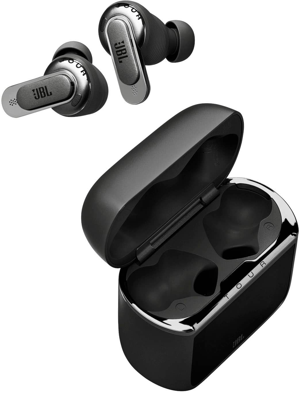 JBL is the brand of the earbuds in the image.