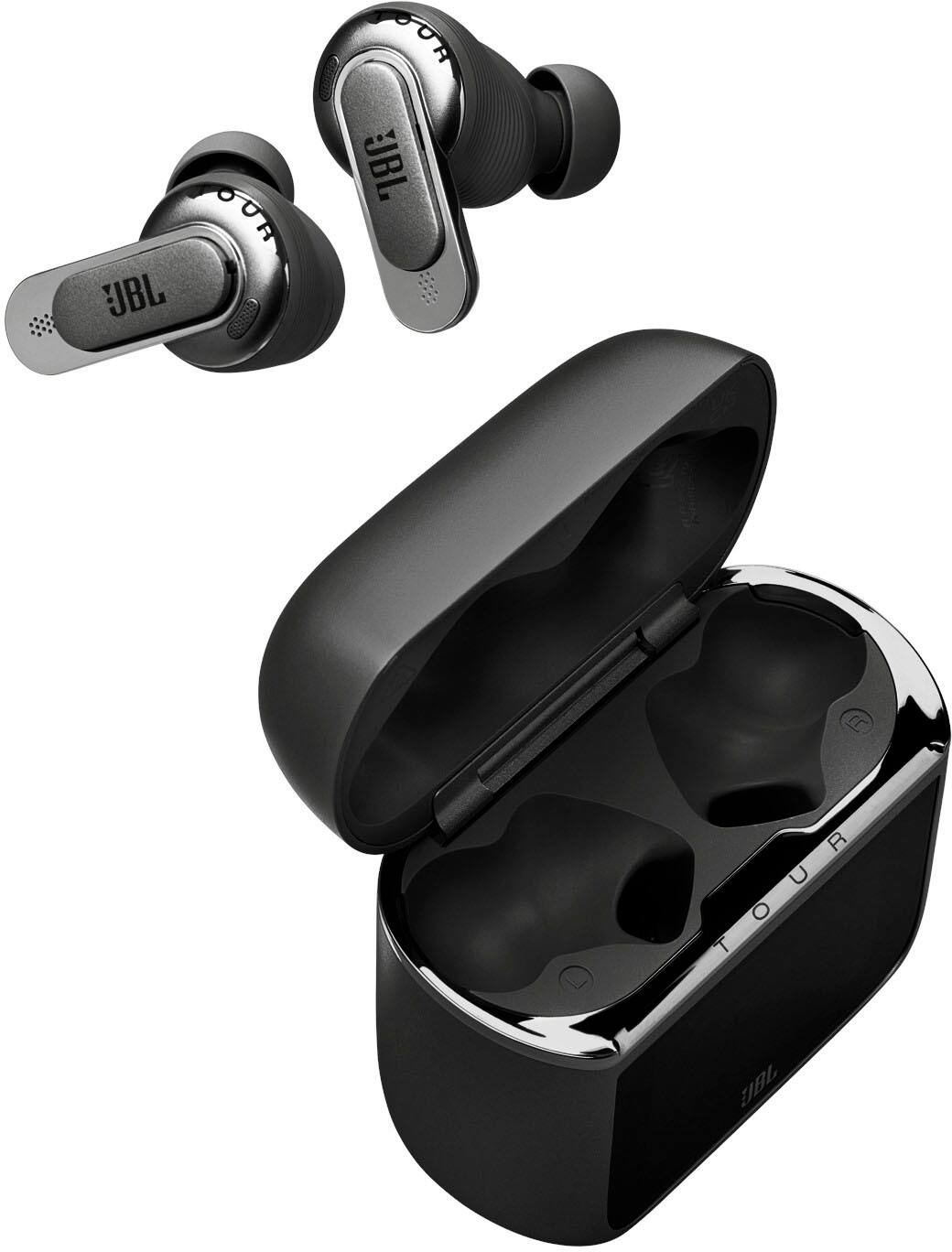 JBL is the brand of the earbuds in the image.
