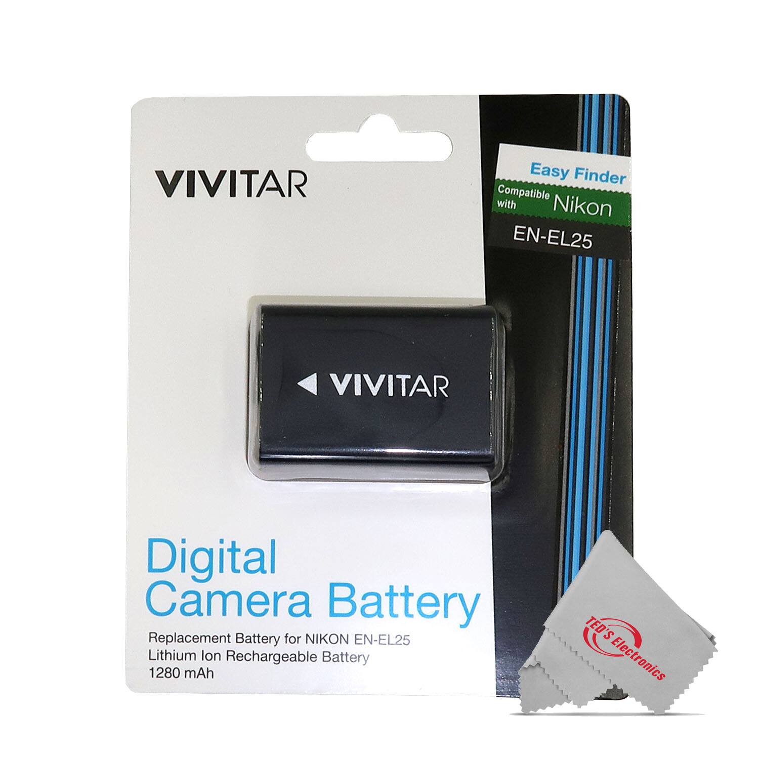 VIVITAR Easy Finder Compatible with Nikon EN-EL25  
VIVITAR Digital Camera Battery Replacement Battery for NIKON EN-EL25 Lithium Ion Rechargeable Battery 1280 mAh  
TED'S Electronics