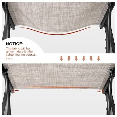 NOTICE: The fabric will be tense naturally after tightening the screws.