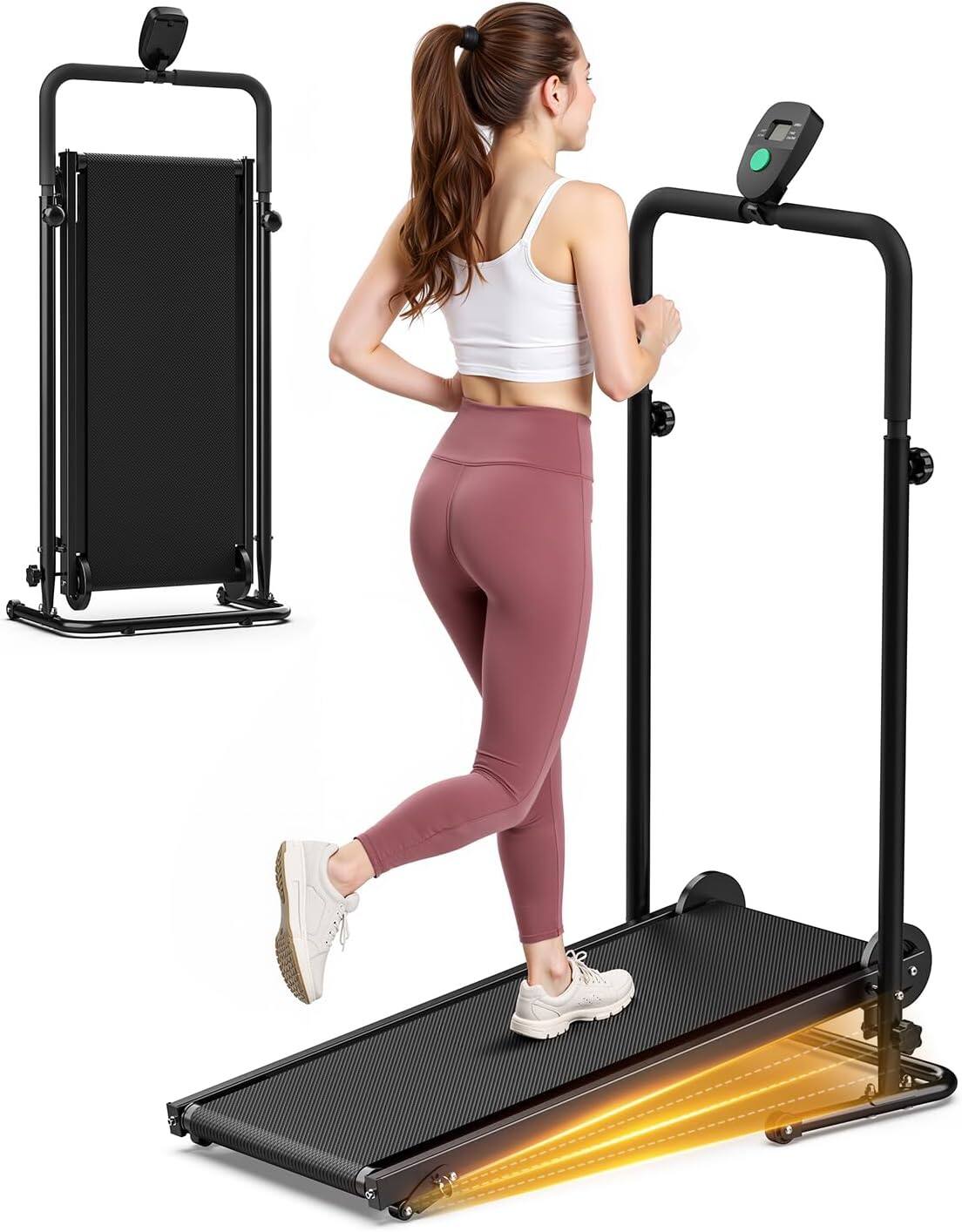 Akluer - RJ401 Non-Motorized Treadmill with 5% Incline, 3 Speed Levels, 330lbs Capacity, Anti-Slip Belt, LED & Shock Absorption - Black price history on PriceWatchPro