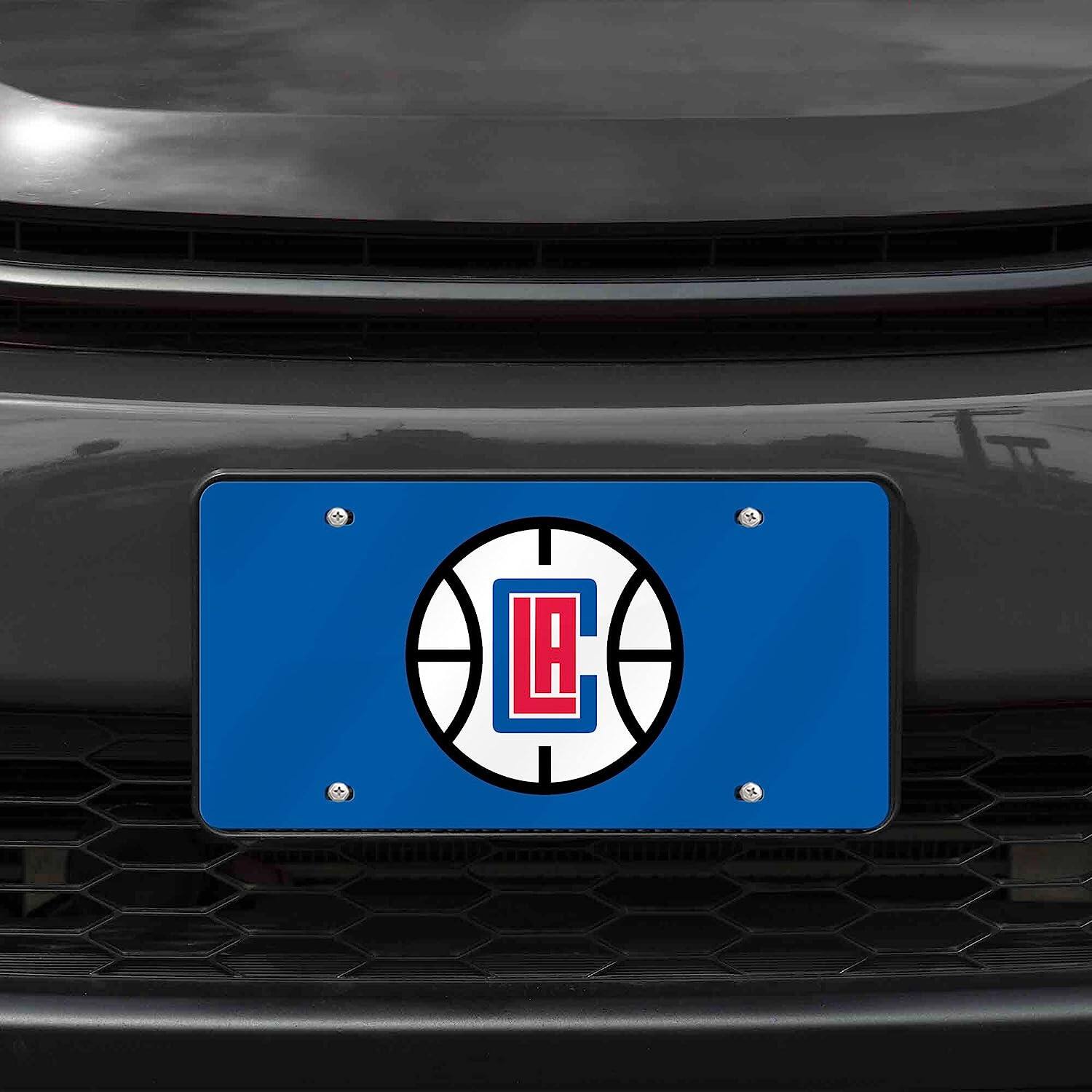 Alt View 1. Rico Industries - Los Angeles LA Clippers NBA Blue Mirrored Laser Cut License Plate Laser Tag - Multi.