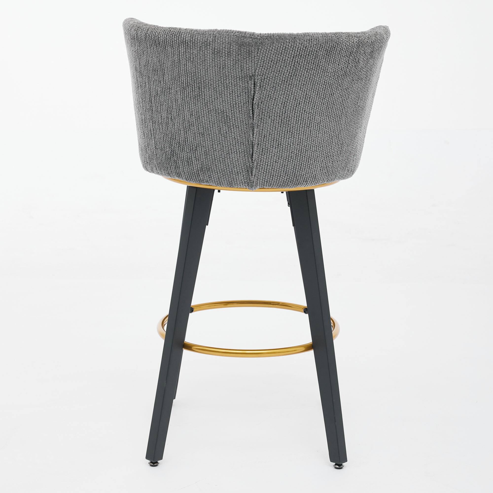 Alt View 7. GOODSILO - Modern Swivel Counter Height Bar Stools Set of 2 with Upholstered Backs and Metal Legs - Gray.