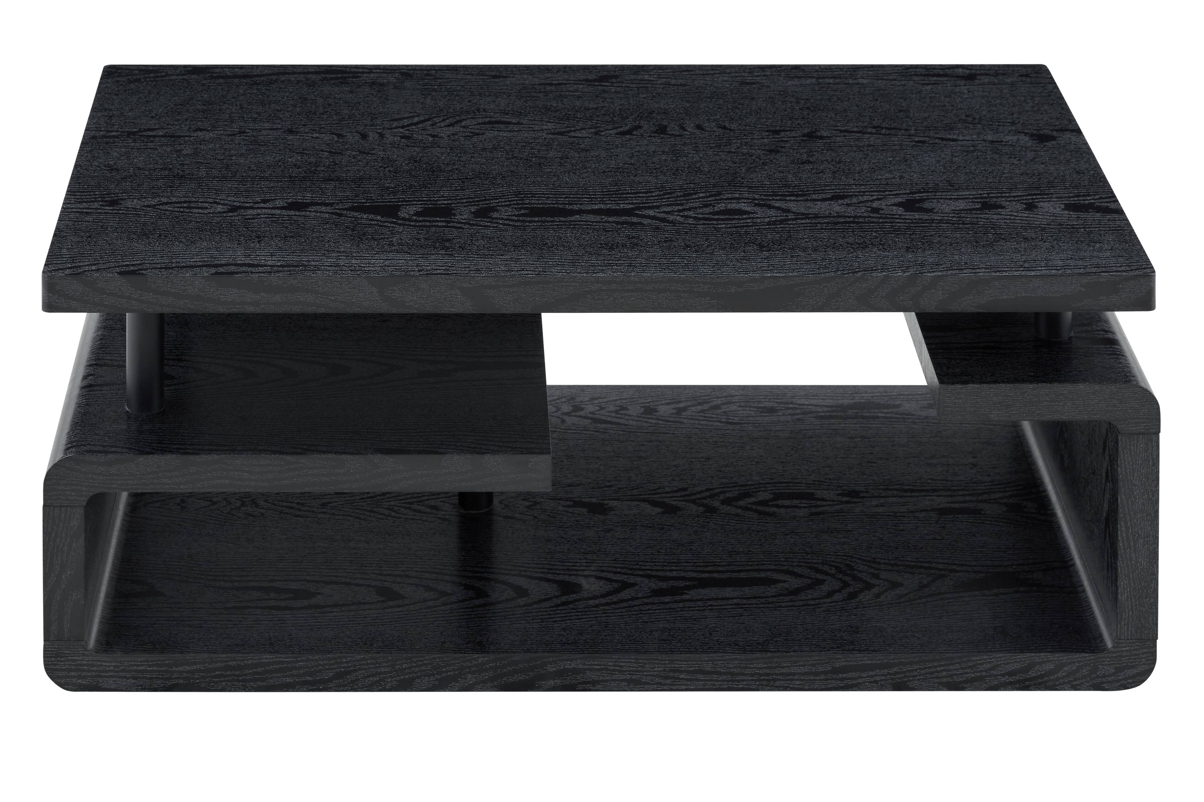 Alt View 7. Loheer - Loheer- Three Tier Black Wood Grain Coffee Table Modern Storage Center Table for Living Room Office 3.6x1.9x1.5 ft - Black Woodgrain.