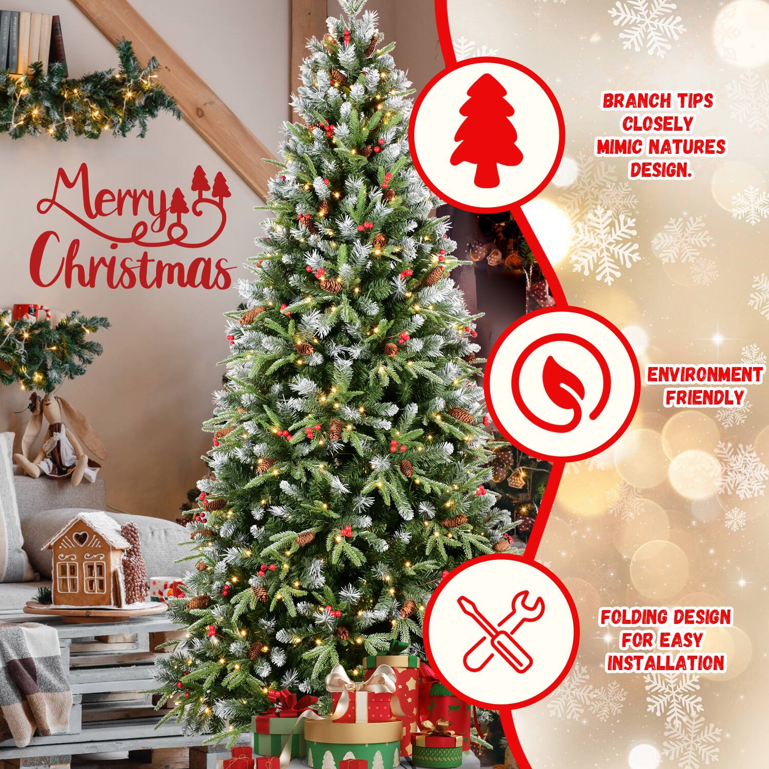 ✳︎new arrival✳︎christmastreeクリスマスツリー③white APRILSOUL 6FT Christmas Tree with 350 Warm White LED Lights