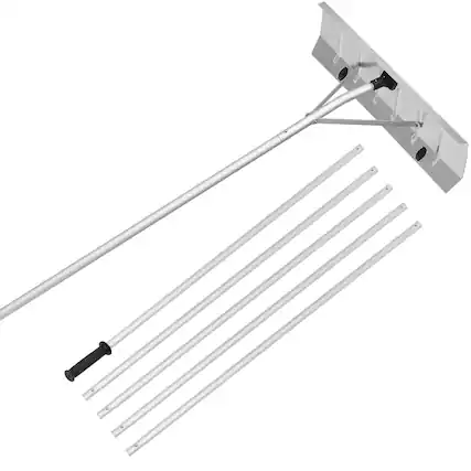 Front. SKONYON - Snow Roof Rake with 26in Blade and Wheels, 5–20ft Detachable Aluminum Handle - Black + Gray.