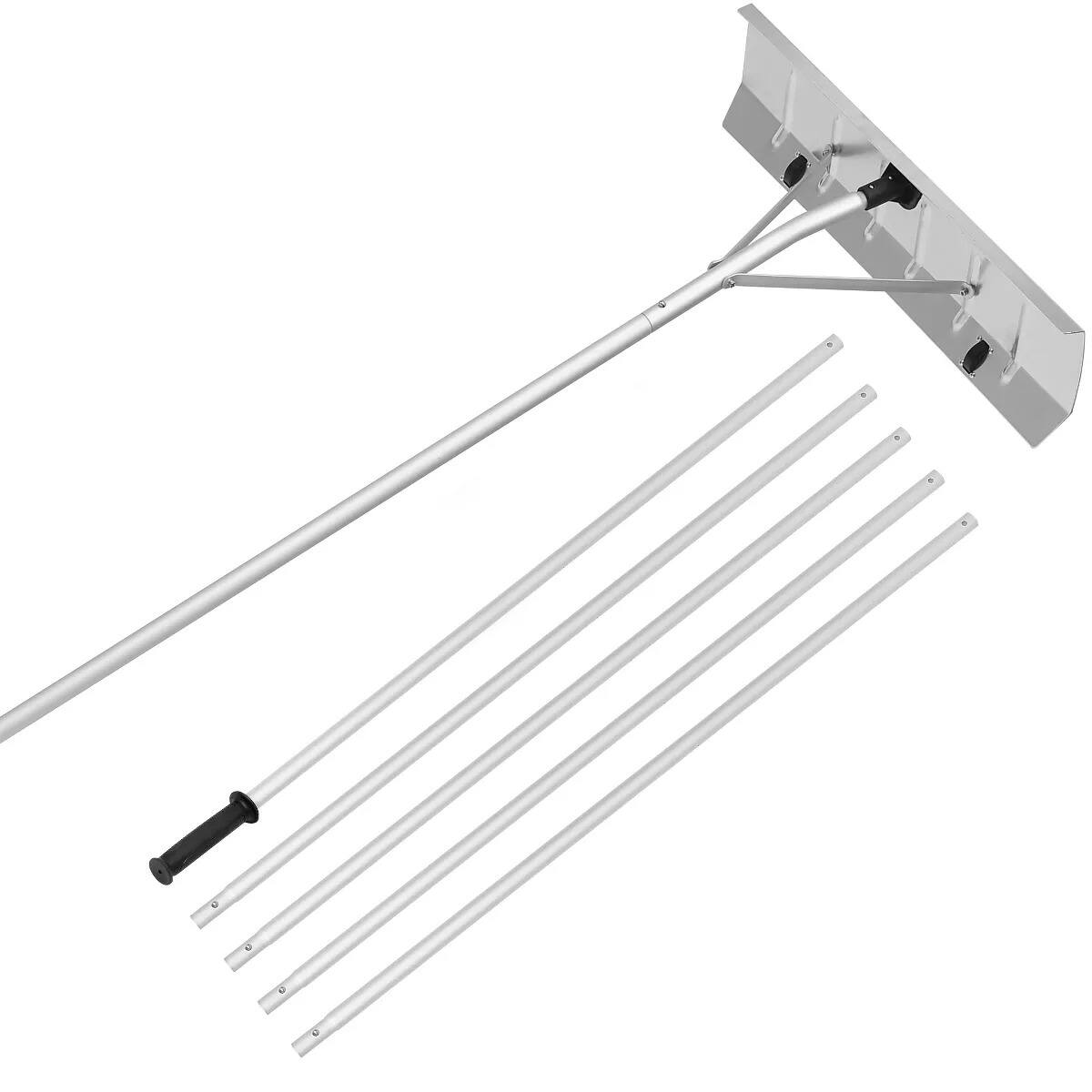 Front. SKONYON - Snow Roof Rake with 26in Blade and Wheels, 5–20ft Detachable Aluminum Handle - Black + Gray.