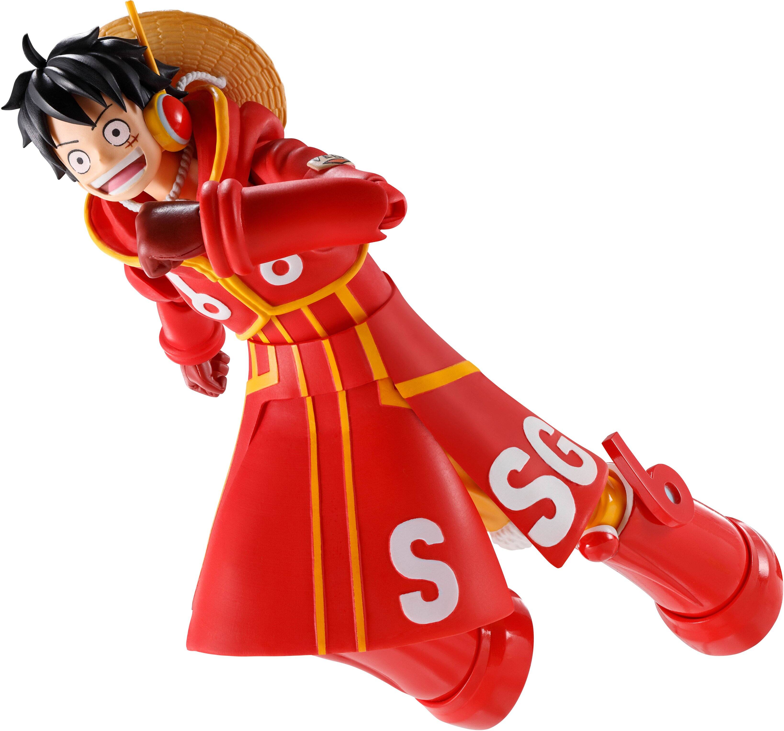 Left. Bandai - Monkey D.Luffy - Future Island Egghead - One Piece - Tamashii Nations S.H. Figuarts 7.1" Figure.