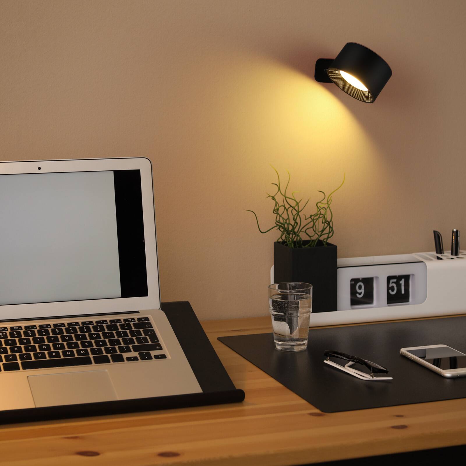 Alt View 4. Oumilen - 2 Pack Rechargeable Magnetic LED Wall Sconce – Black Remote Control RGB Wall Light.