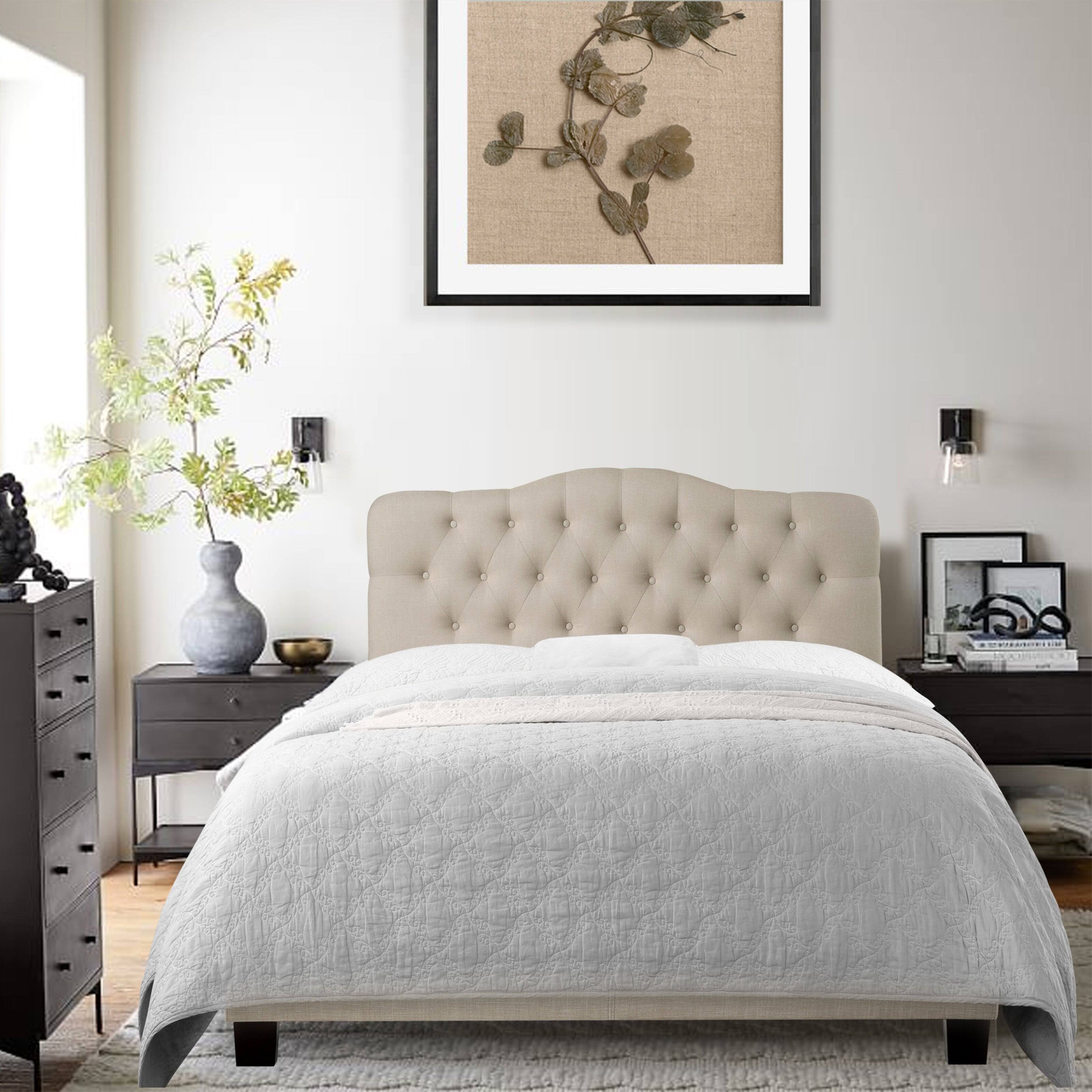 Alt View 2. Boyel Living - 80 in Low Profile Upholstered Bed Frame with Solid Wood Structure and Plush Padding in White - Off-white.