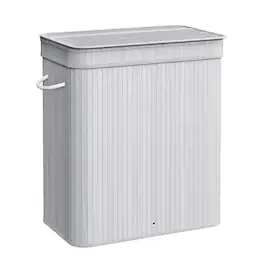 Songmics Home - 100L Bamboo Laundry Basket with Lid and Handles - Gray