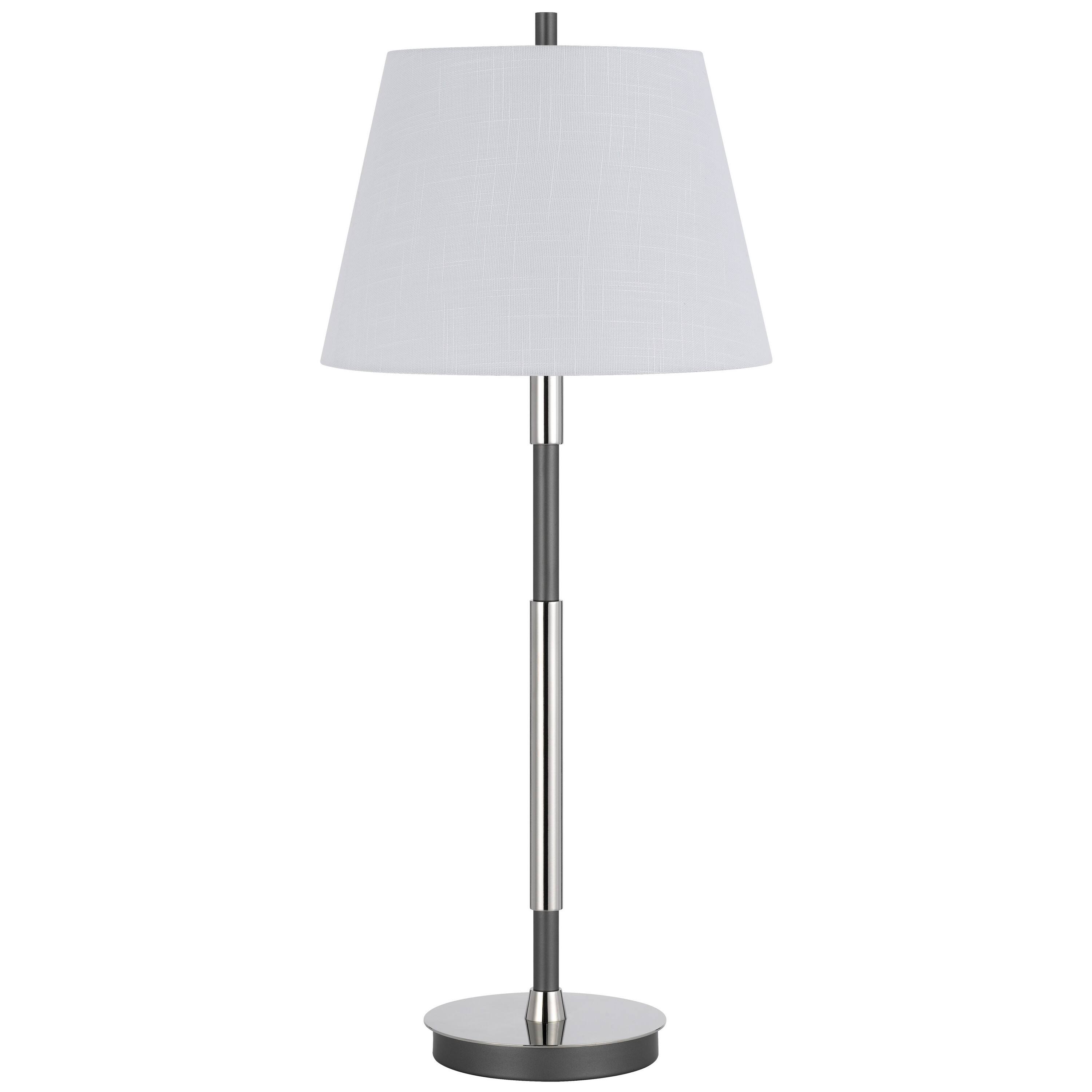 Front. Manhattan Lane - Siu 30 Inch Table Lamp, Chrome Metal Thin Pole w Finial, Shade - Brass, Chrome, White.