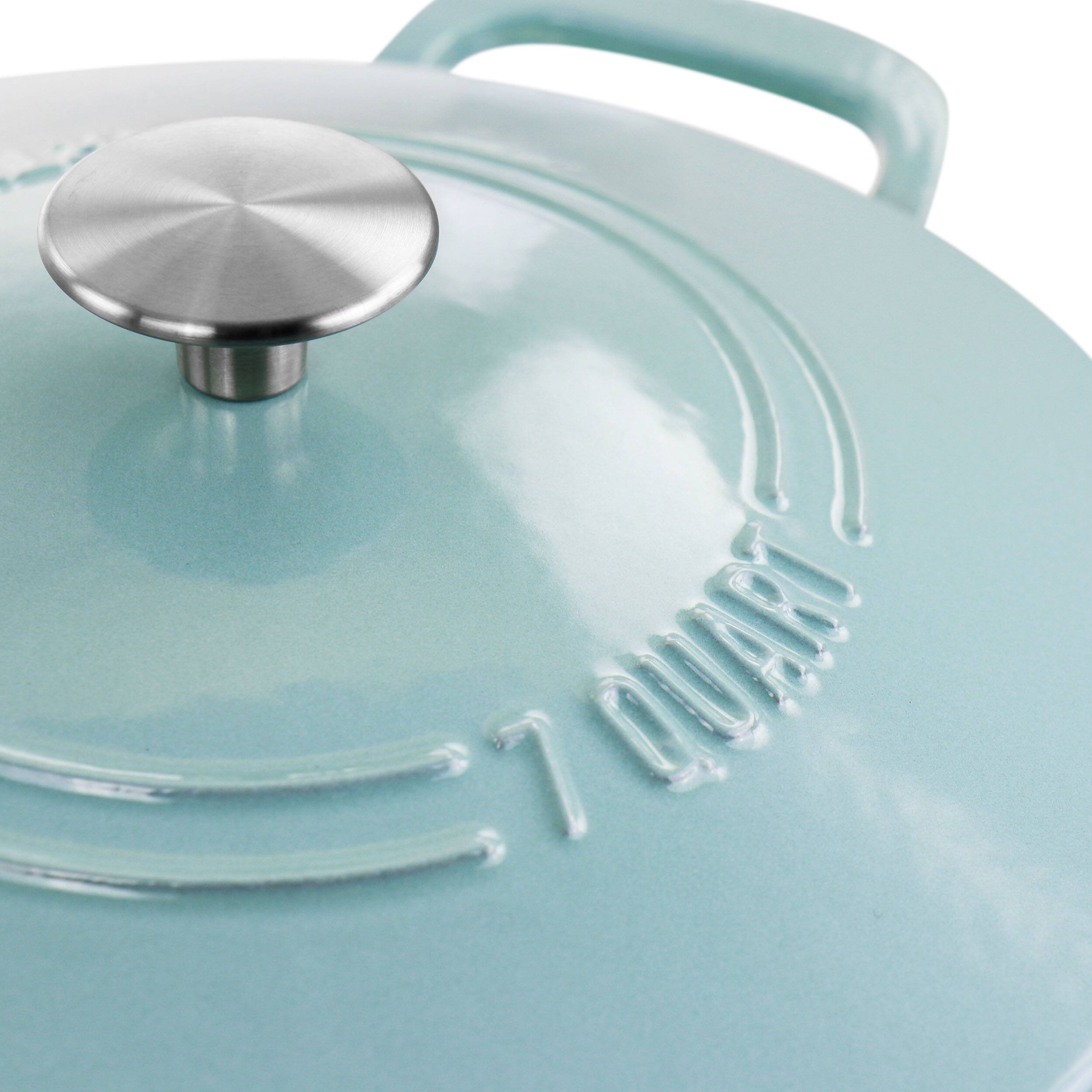 Alt View 5. Martha Stewart - Martha Stewart Enameled Cast Iron 7 Quart Dutch Oven with Lid in Turquoise - Turquoise.