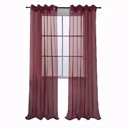 RT Designers Collection - Cara One Sheer Grommet Light Filtering Curtain Panel 54" x 90" - Burgundy