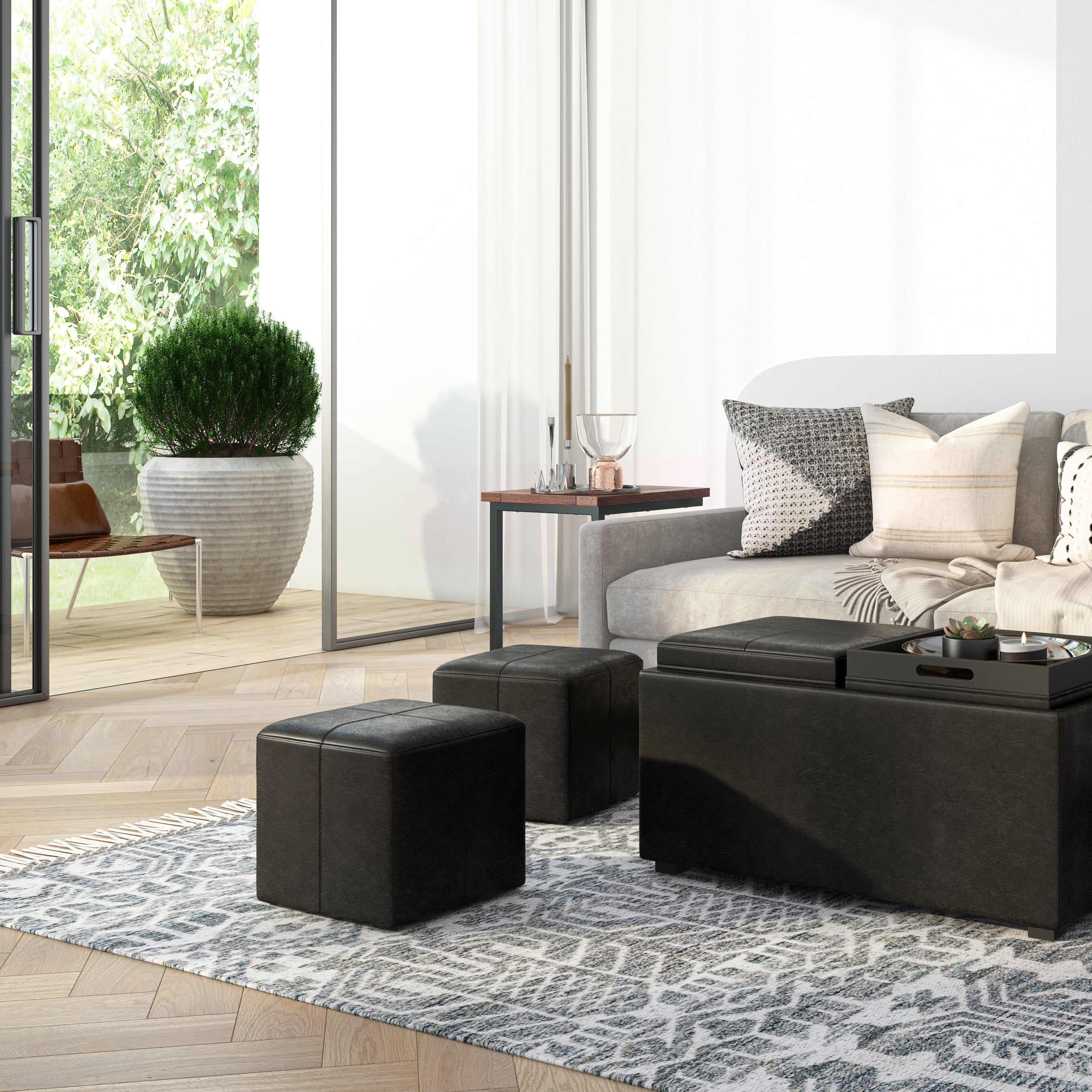 Left. Simpli Home - Banning 6 x 9 Area Rug - Ivory,Grey.