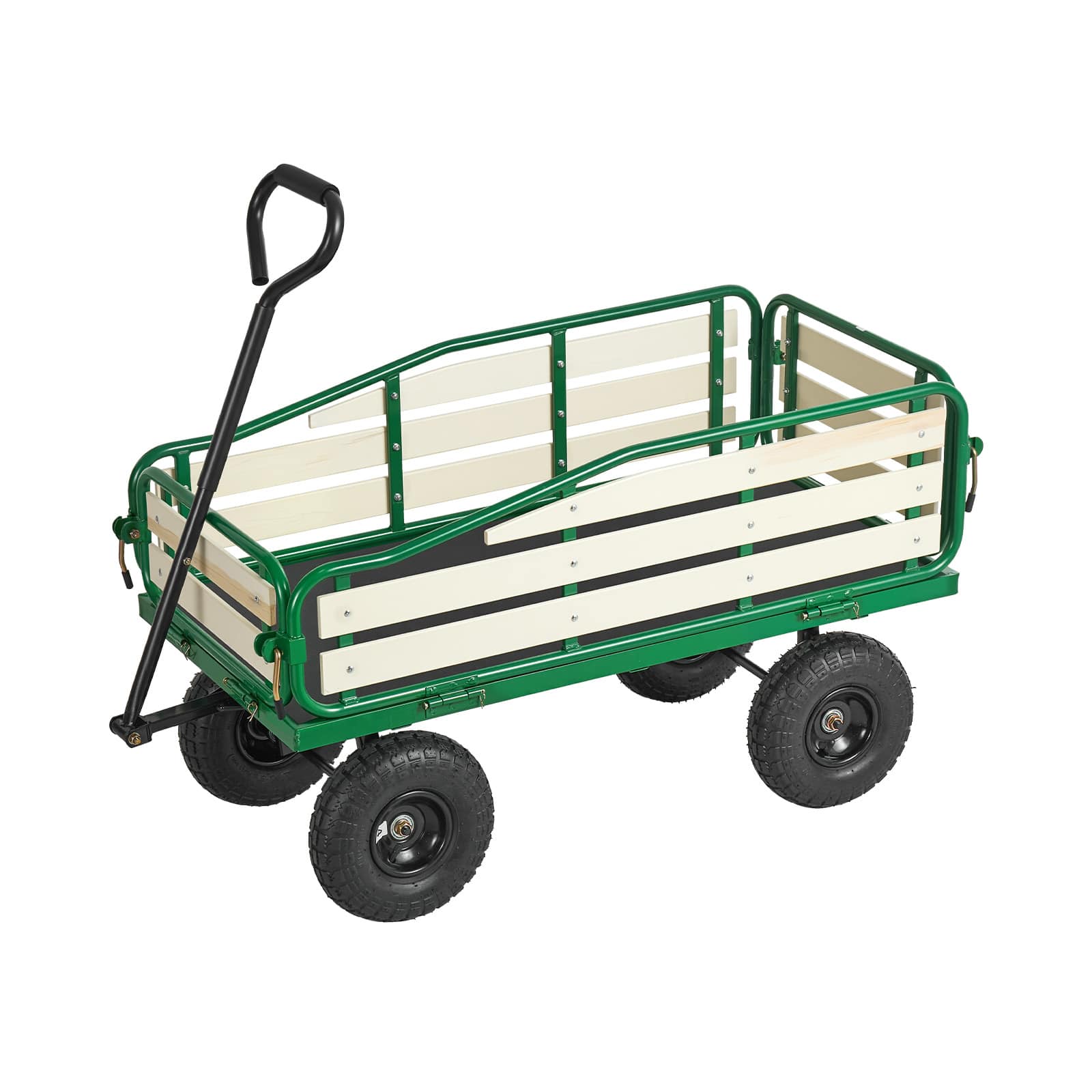 VEVOR - Pull-Along Wagon for Kids, 39 in Toddler Wagons with Foldable Wooden Panel & Handle, Supports up to 551 lbs - Green + logs + black