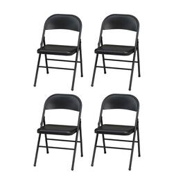 MECO - Sudden Comfort All Steel Indoor Outdoor Folding Chair, (Set of 4) - Black Lace