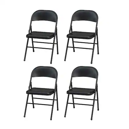 Front. MECO - MECO Sudden Comfort All Steel Indoor Outdoor Folding Chair, Black Lace(Set of 4) - Black Lace.