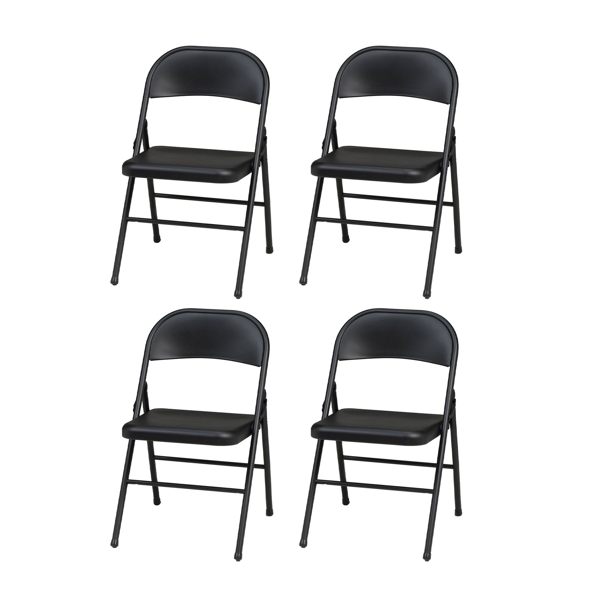 Front. MECO - MECO Sudden Comfort All Steel Indoor Outdoor Folding Chair, Black Lace(Set of 4) - Black Lace.