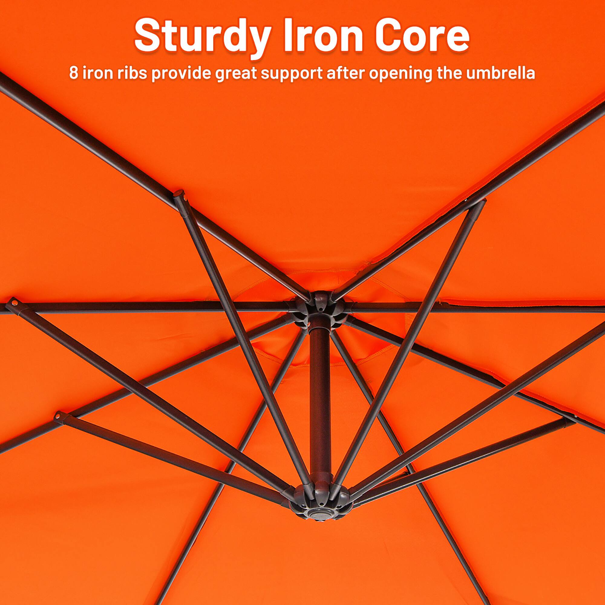 Sturdy Iron Core: 8 iron ribs provide great support after opening the umbrella.