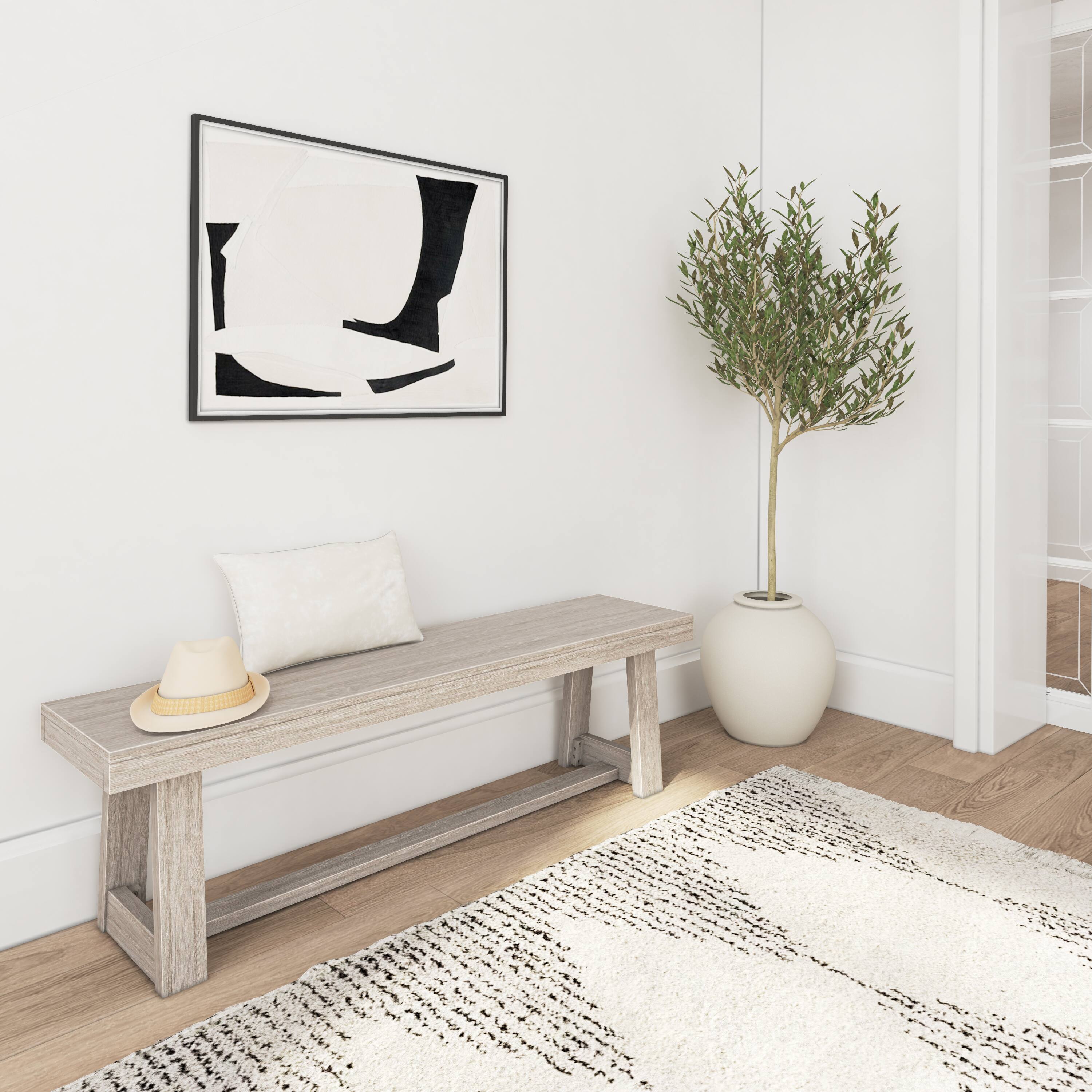 Alt View 4. Plank+Beam - Classic Dining Bench, Seashell Wirebrush - Seashell Wirebrush.