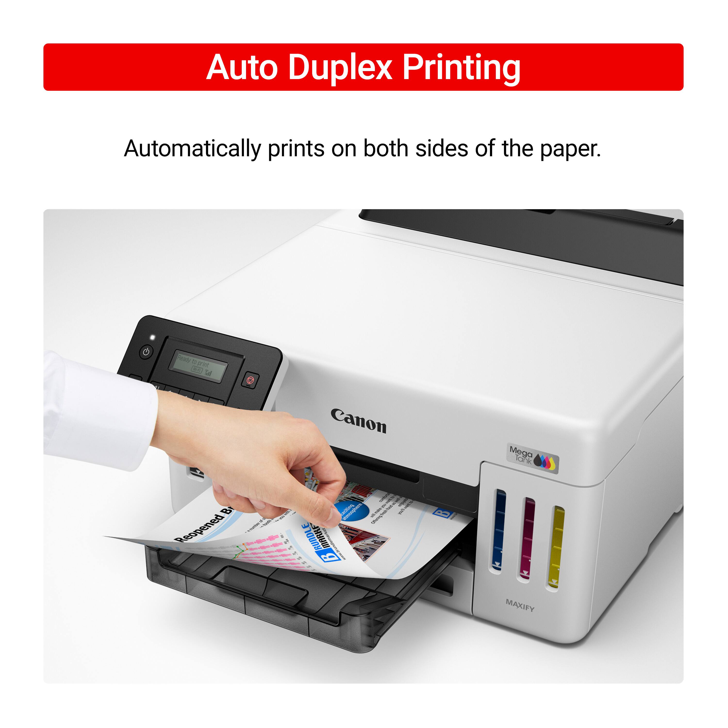 Auto Duplex Printing automatically prints on both sides of the paper.