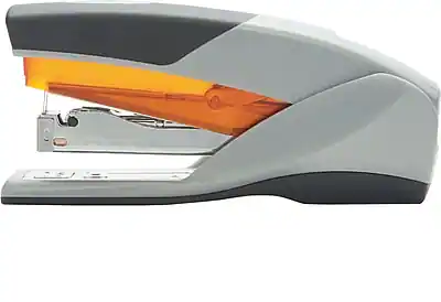 Front. Swingline - Optima Reduced Effort Stapler, 25 Sheet Capacity - Gray/Orange.