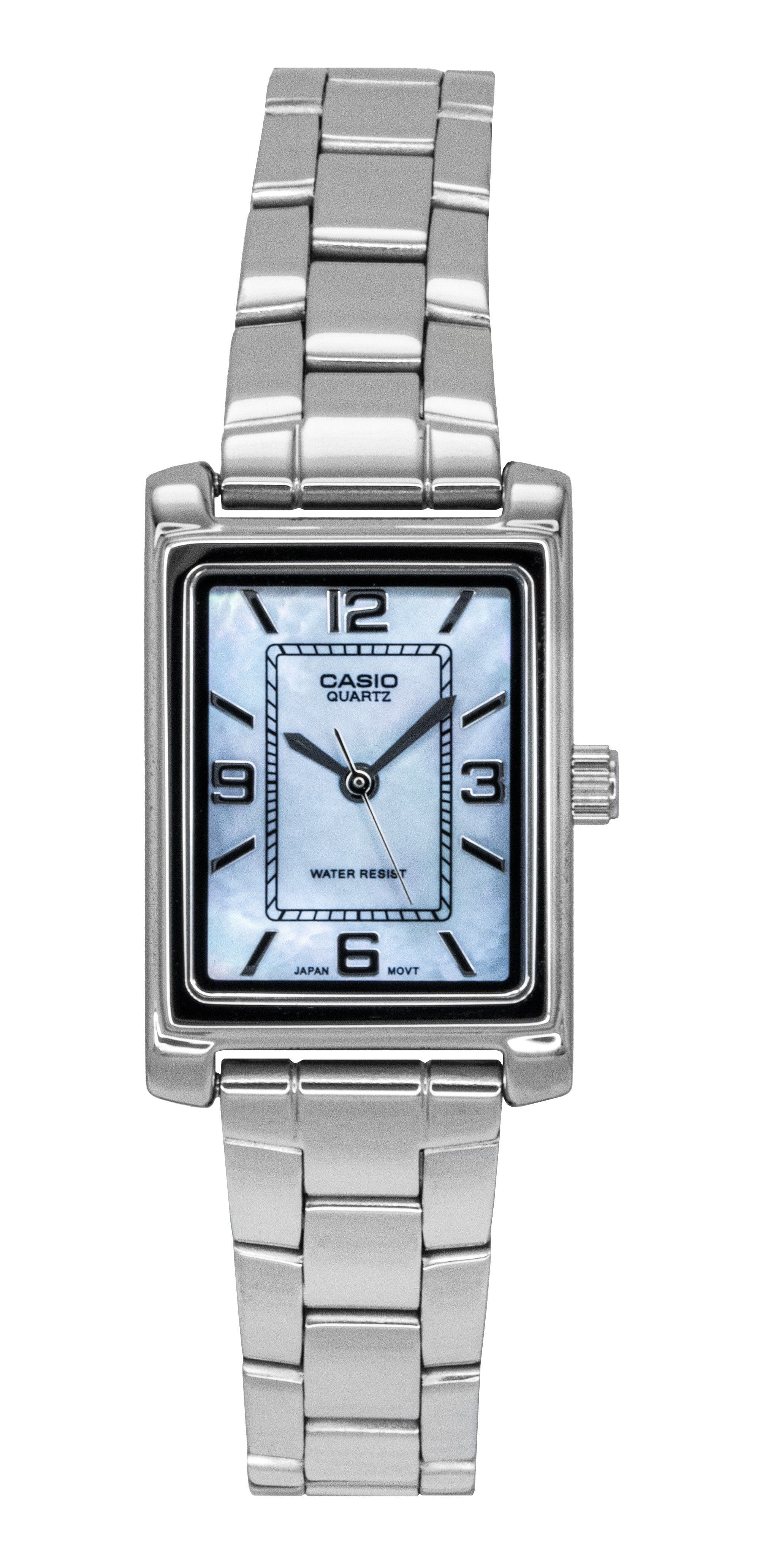 Casio - Standard Analog Stainless Steel Mother Of Pearl Dial Quartz LTP-1234DS-2A Women's Watch - Silver, Blue