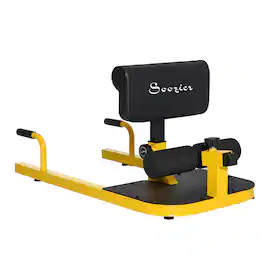 Soozier - Padded Push Up Sit Up Deep Sissy Squat Machine Home Gym Fitness Equipment - Yellow