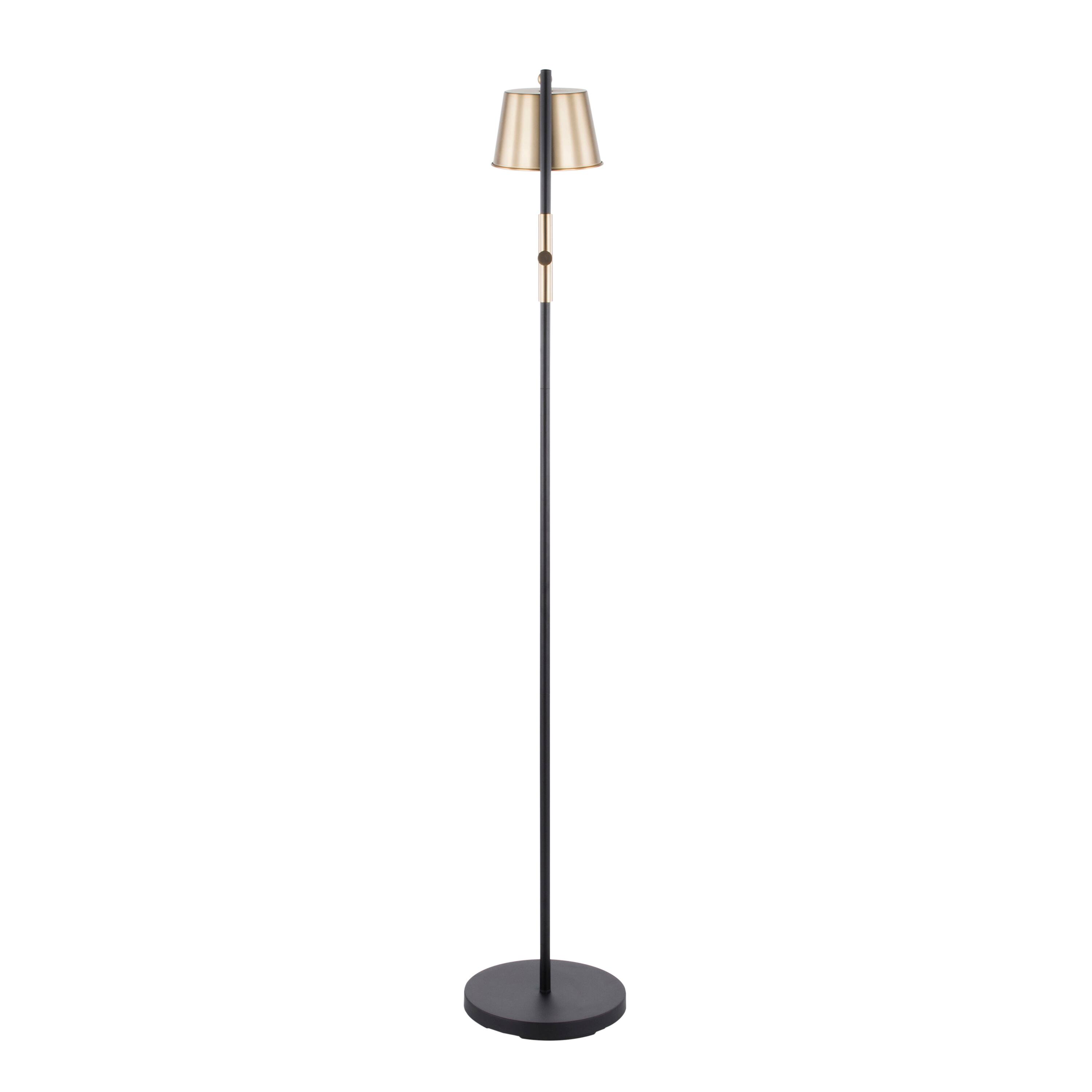 Alt View 1. Loheer - Loheer Black Antique Brass Floor Lamp Tall Reading Light Living Room Bedroom - Antique Brass.