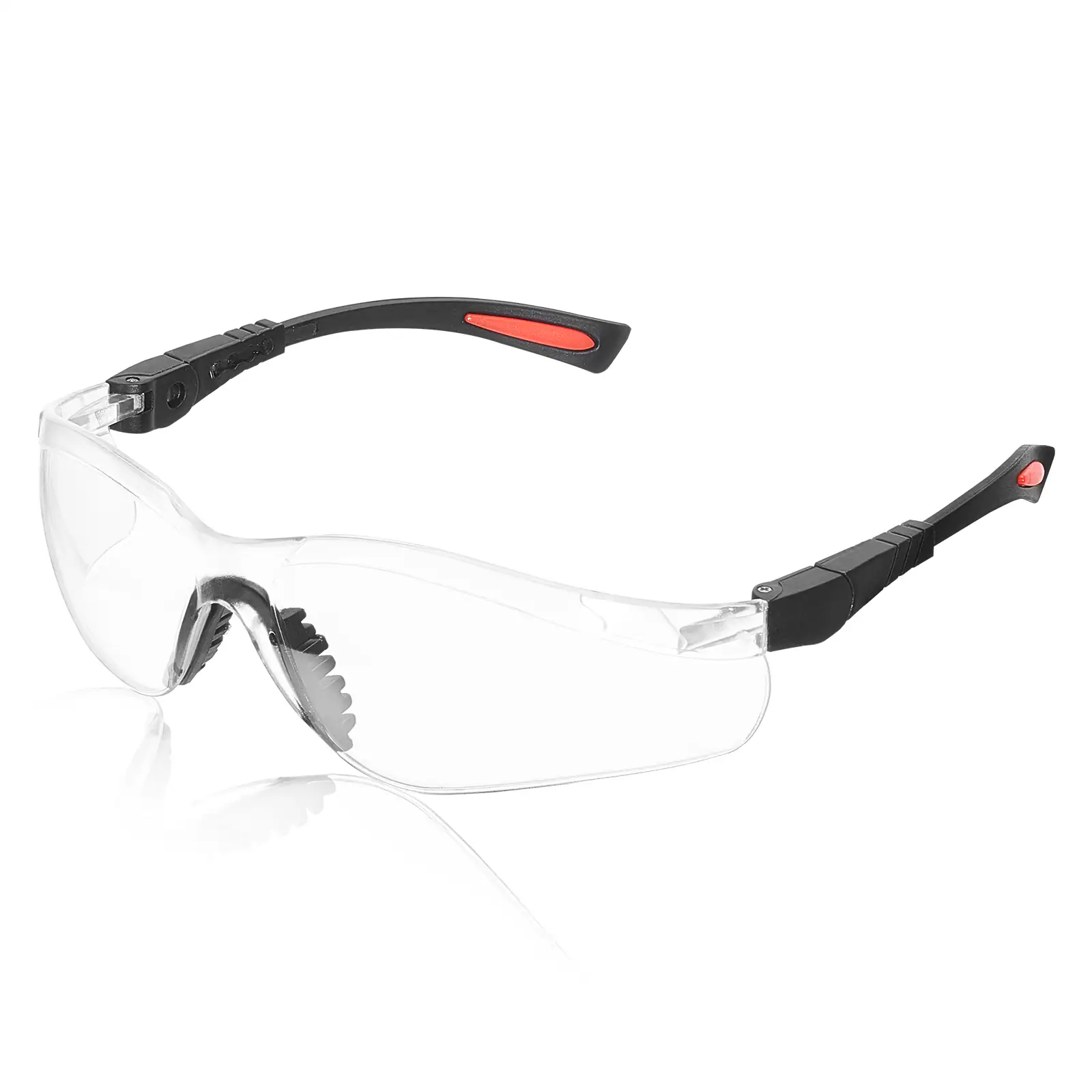 VEVOR - Safety Glasses, Anti-Fog and Scratch-Resistant Clear Lens, Safety Goggles with Adjustable Length and Angle - Transparent + Black + Orange