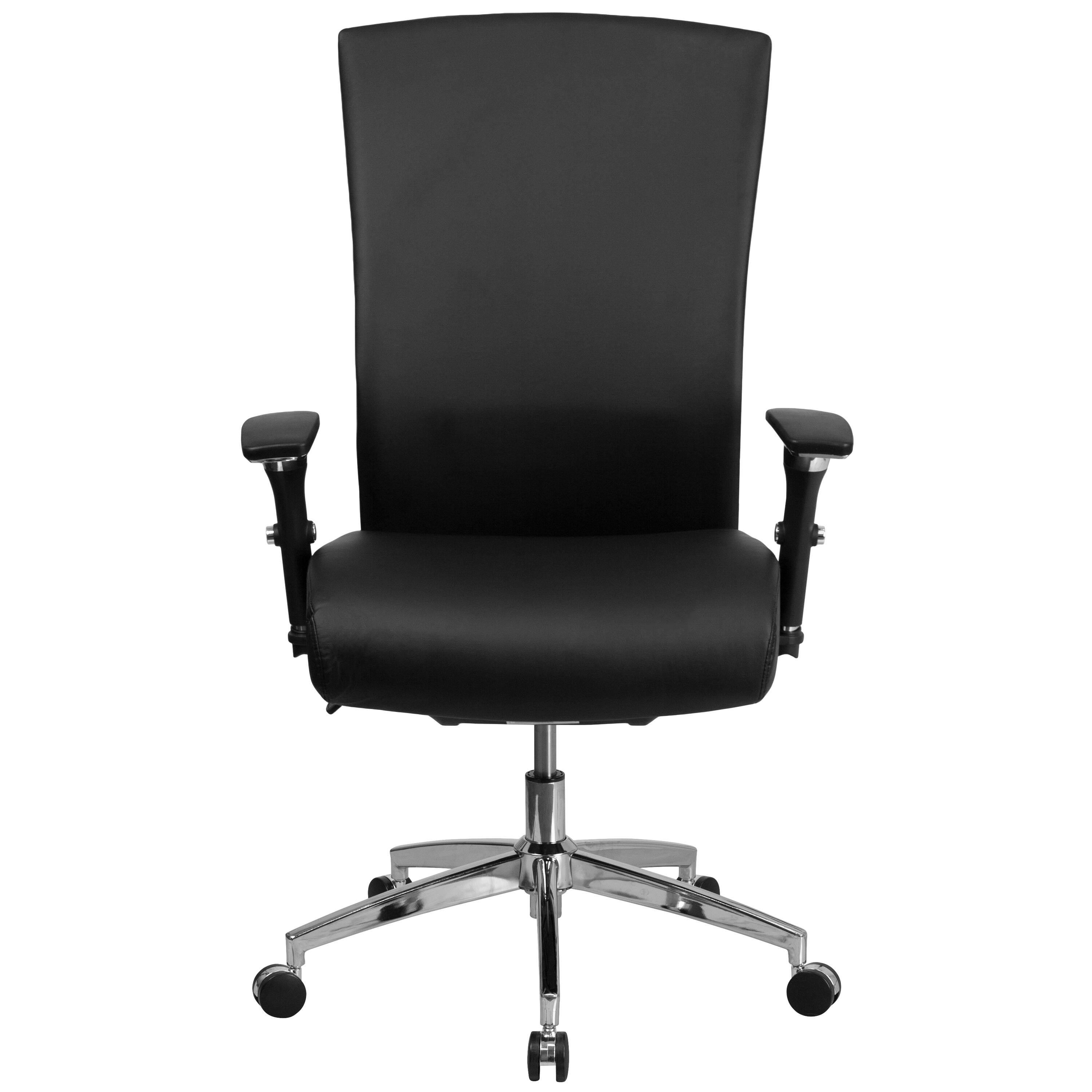Alt View 4. Emma + Oliver - 24/7 300 lb. Rated High Back Swivel Seat Slider Lumbar Ergonomic Office Chair - Black LeatherSoft.